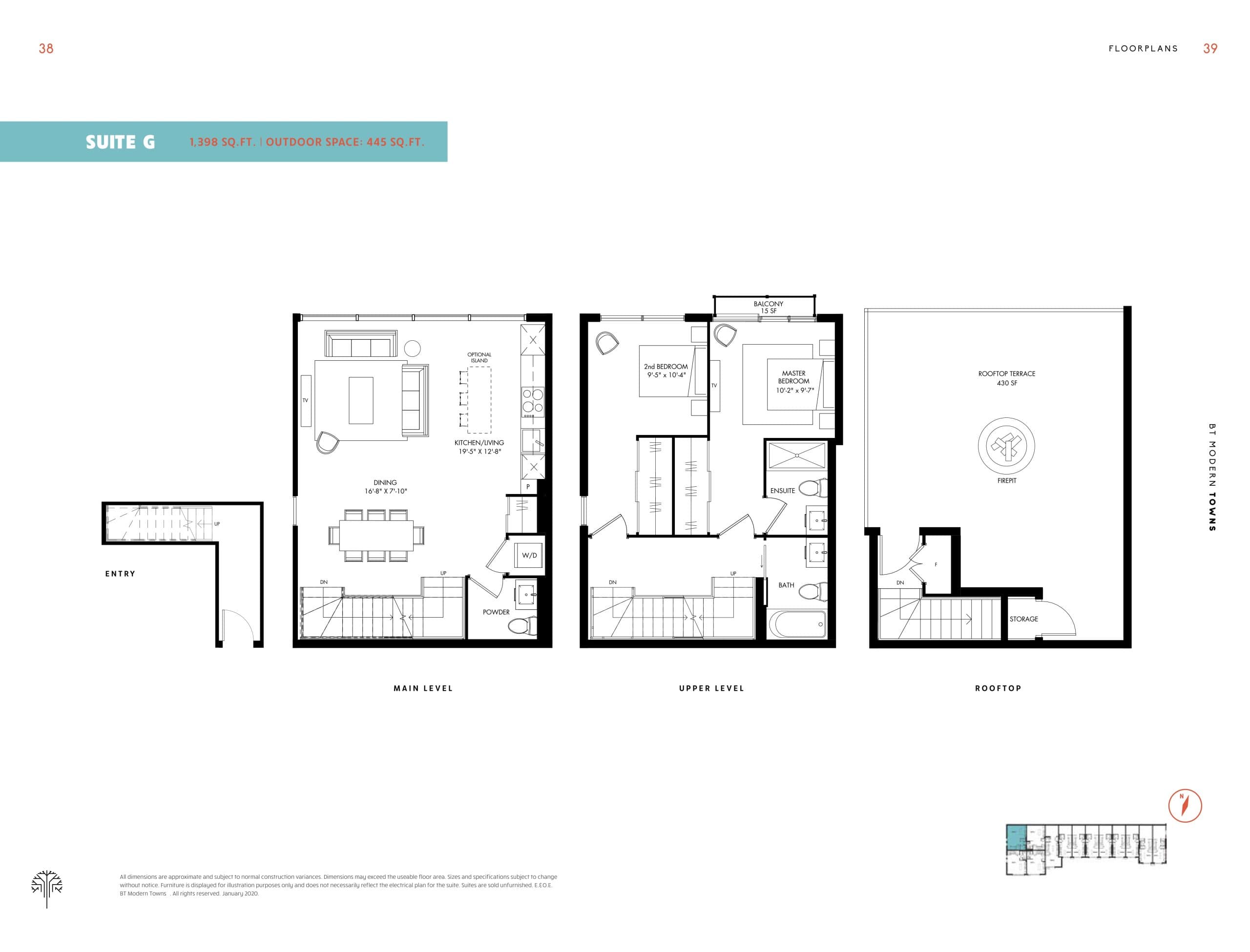 Suite G Floor Plan at BT Modern Towns Bayview Village - 1398 sq.ft