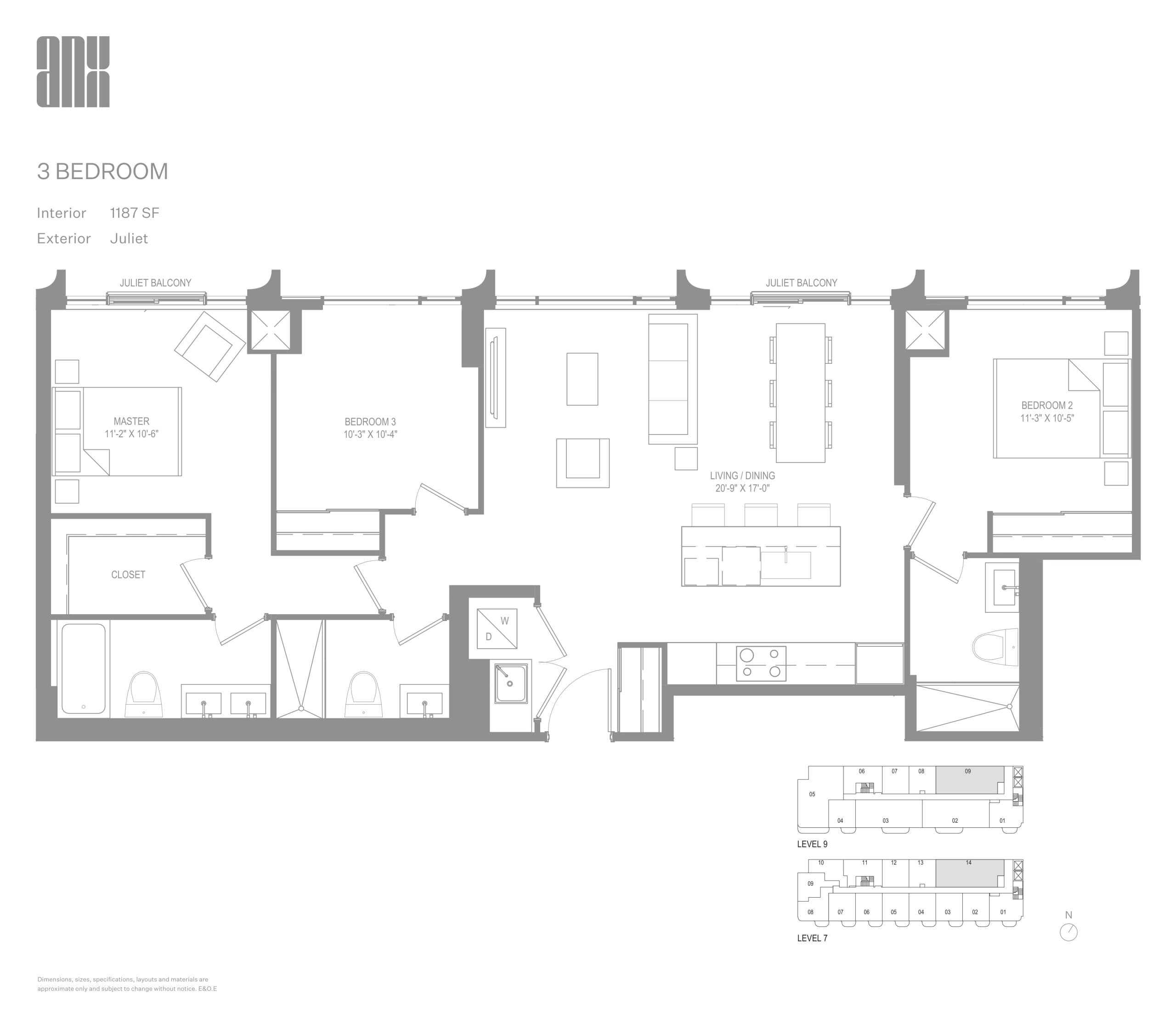 1187 SF Floor Plan at ANX Condos - 1187 sq.ft