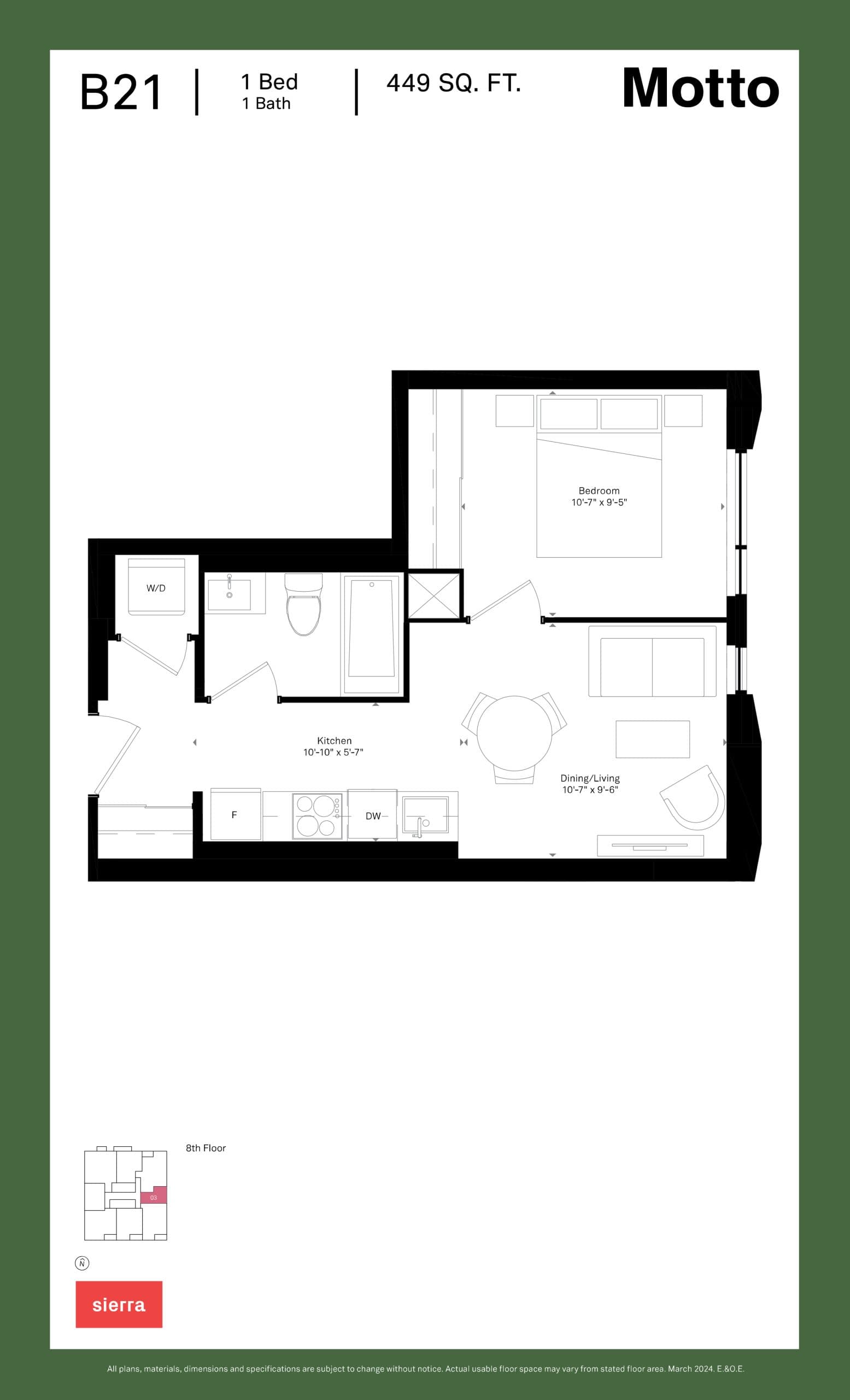 B21 Floor Plan at Motto Condos - 449 sq.ft