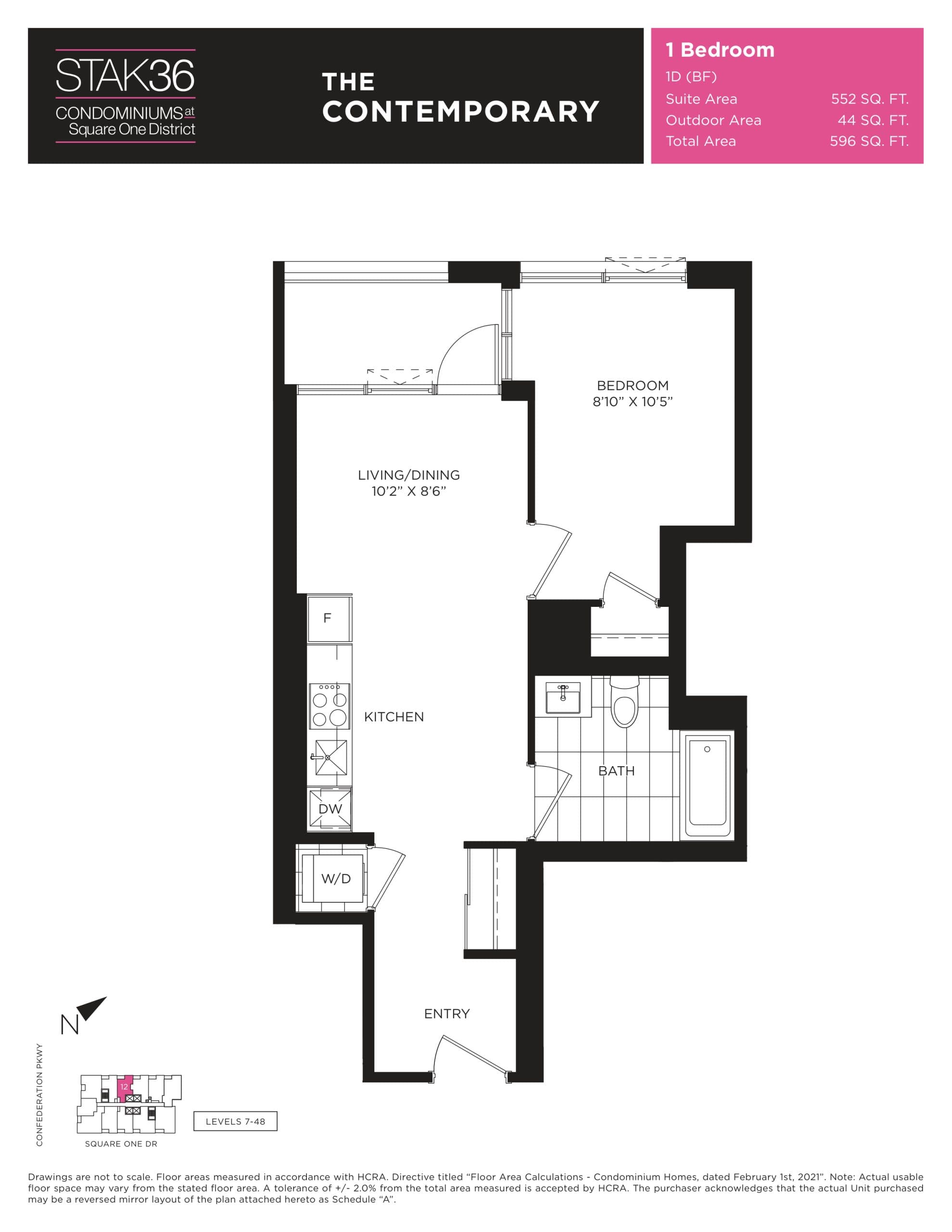 The Contemporary Floor Plan at Stak36 Condos - 552 sq.ft