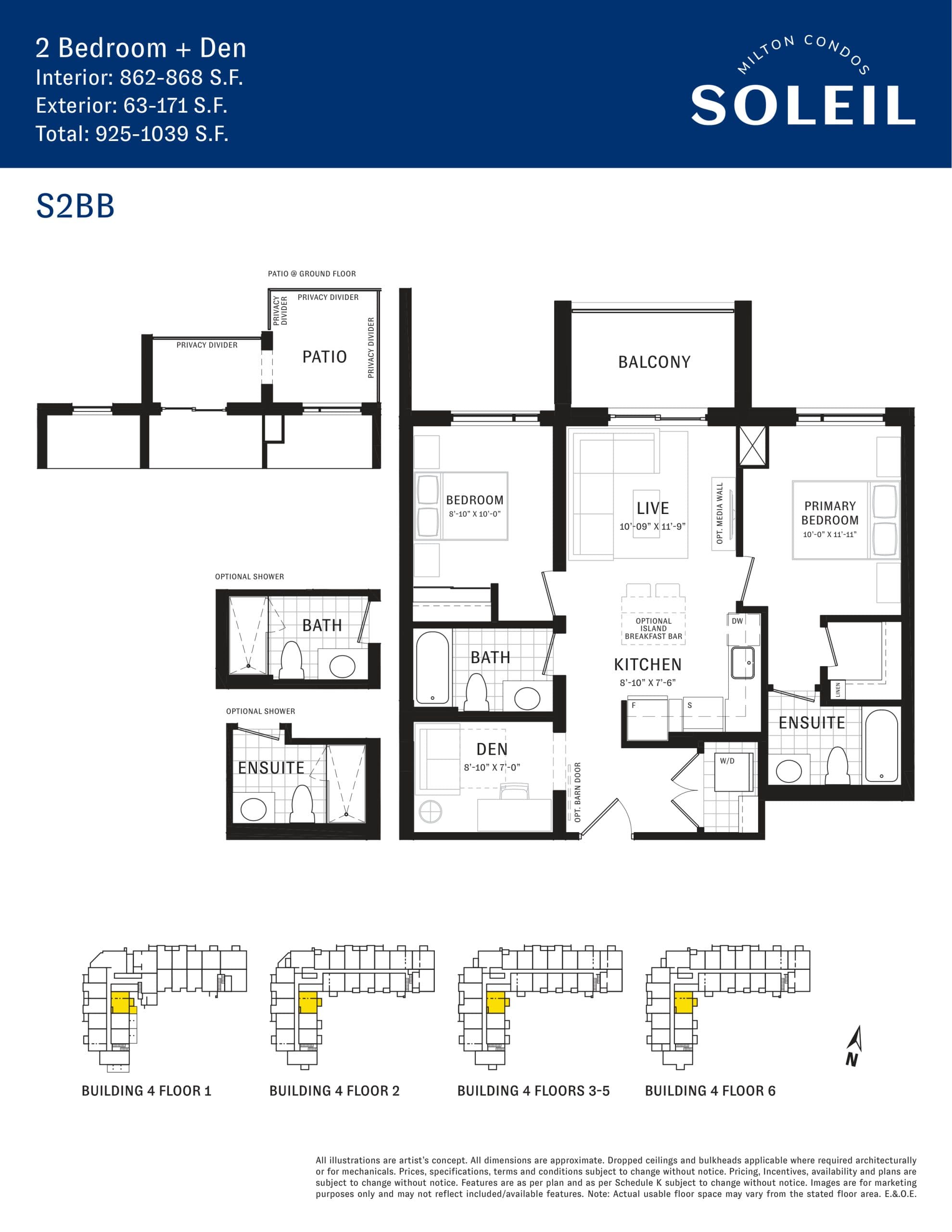 S2BB Floor Plan at Soleil Condos - 868 sq.ft