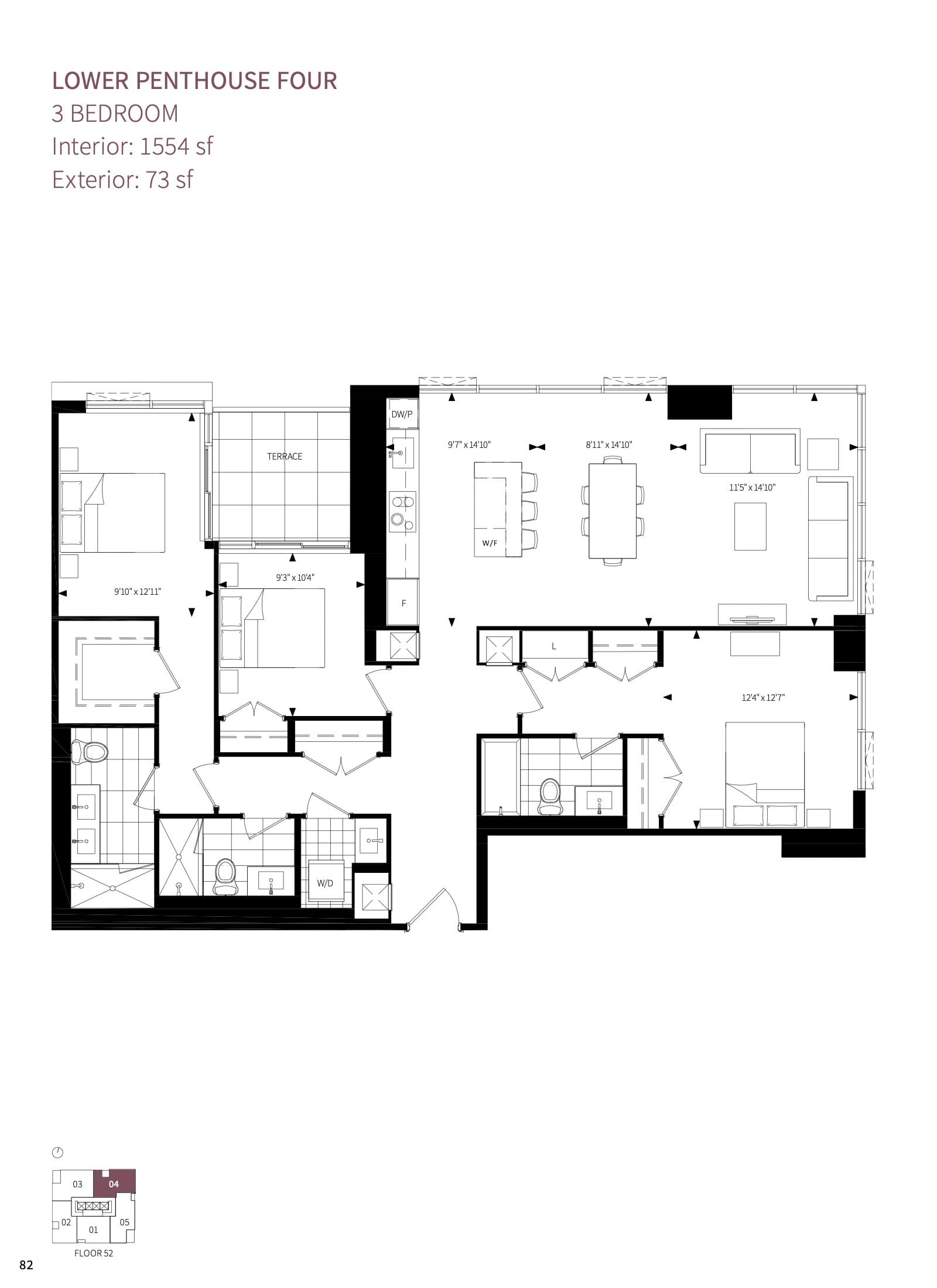 Lower Penthouse Four Floor Plan at Burke Condos - 1554 sq.ft
