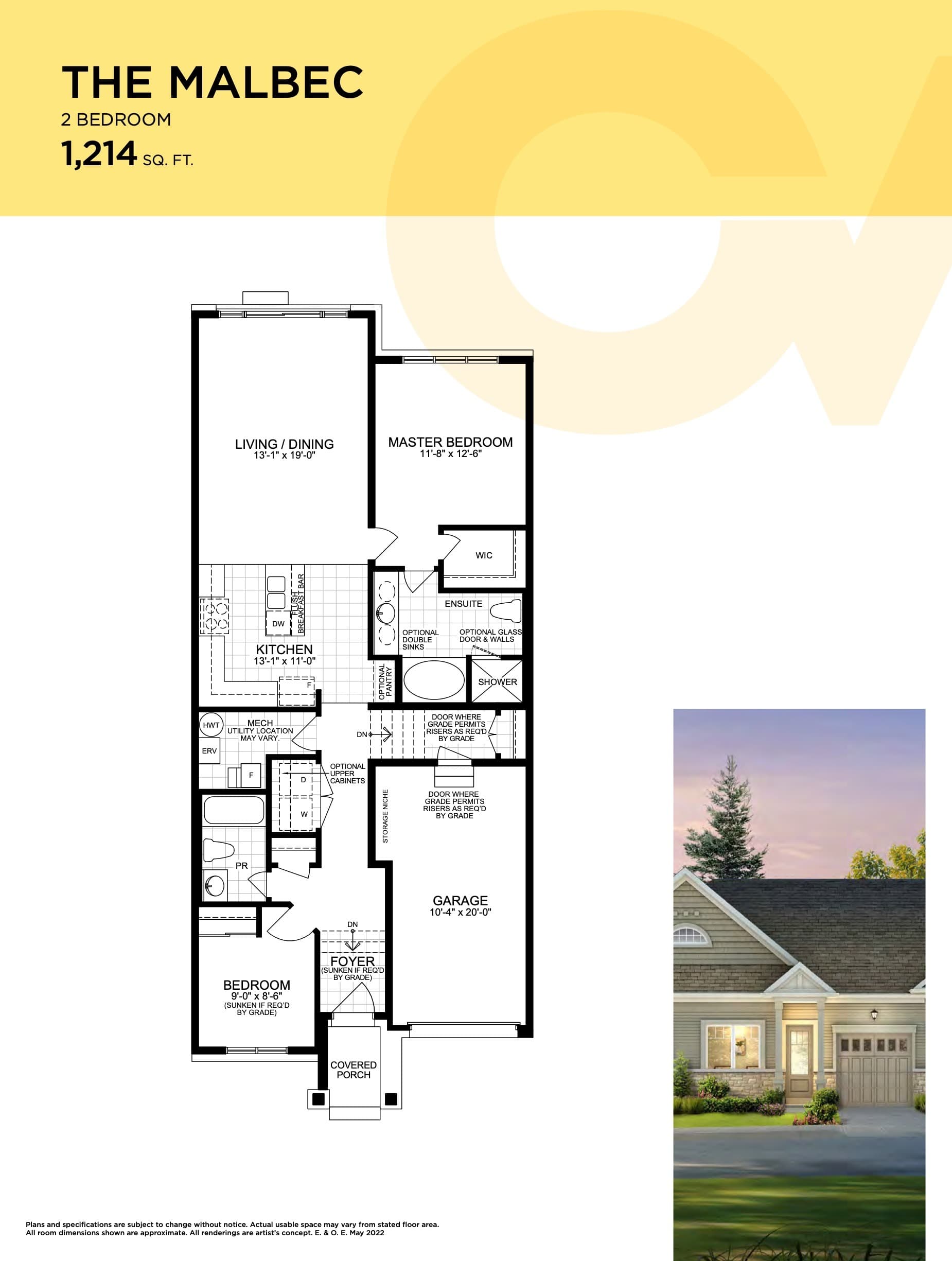 The Malbec Floor Plan at Cork and Vine - 1214 sq.ft