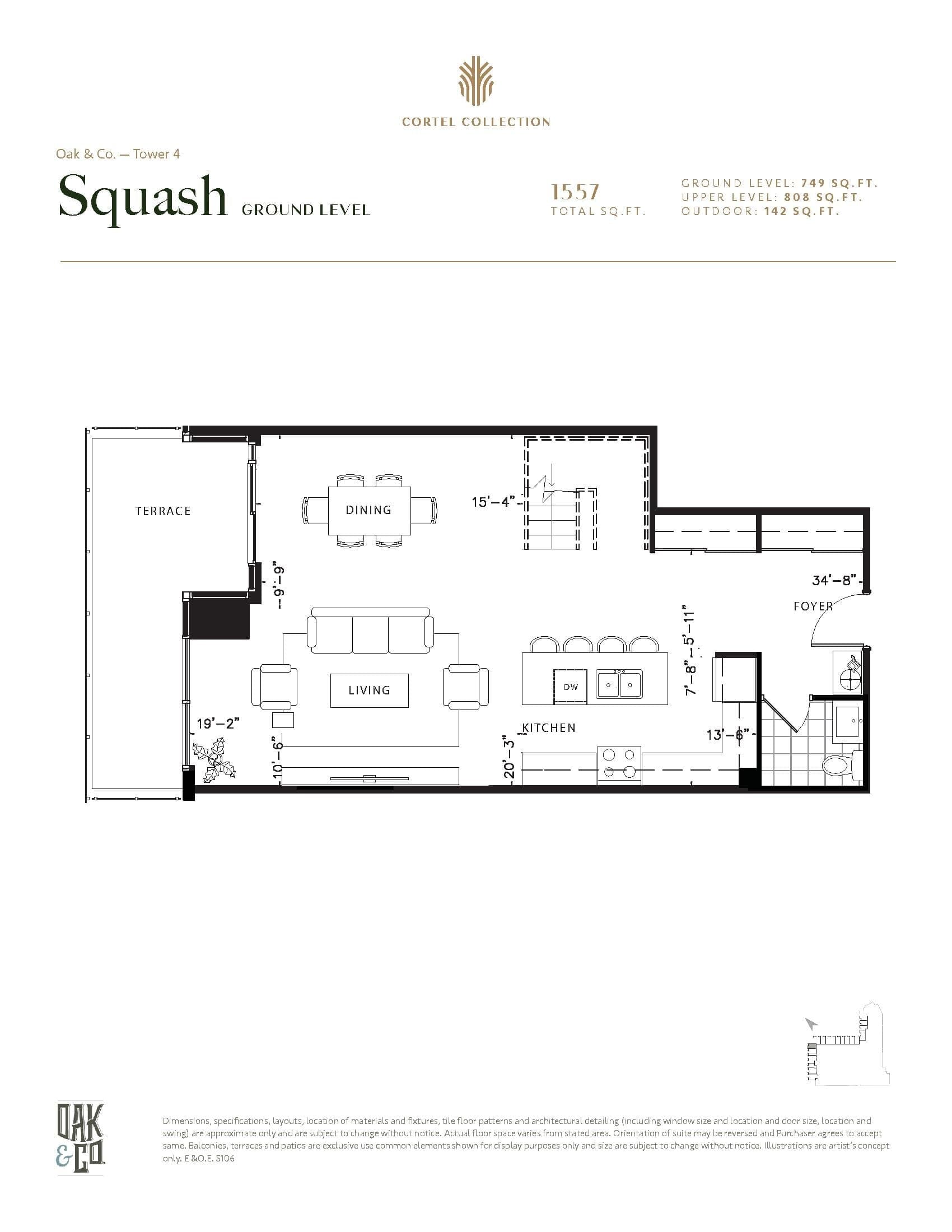Squash Floor Plan at Oak & Co Lofts - 1557 sq.ft