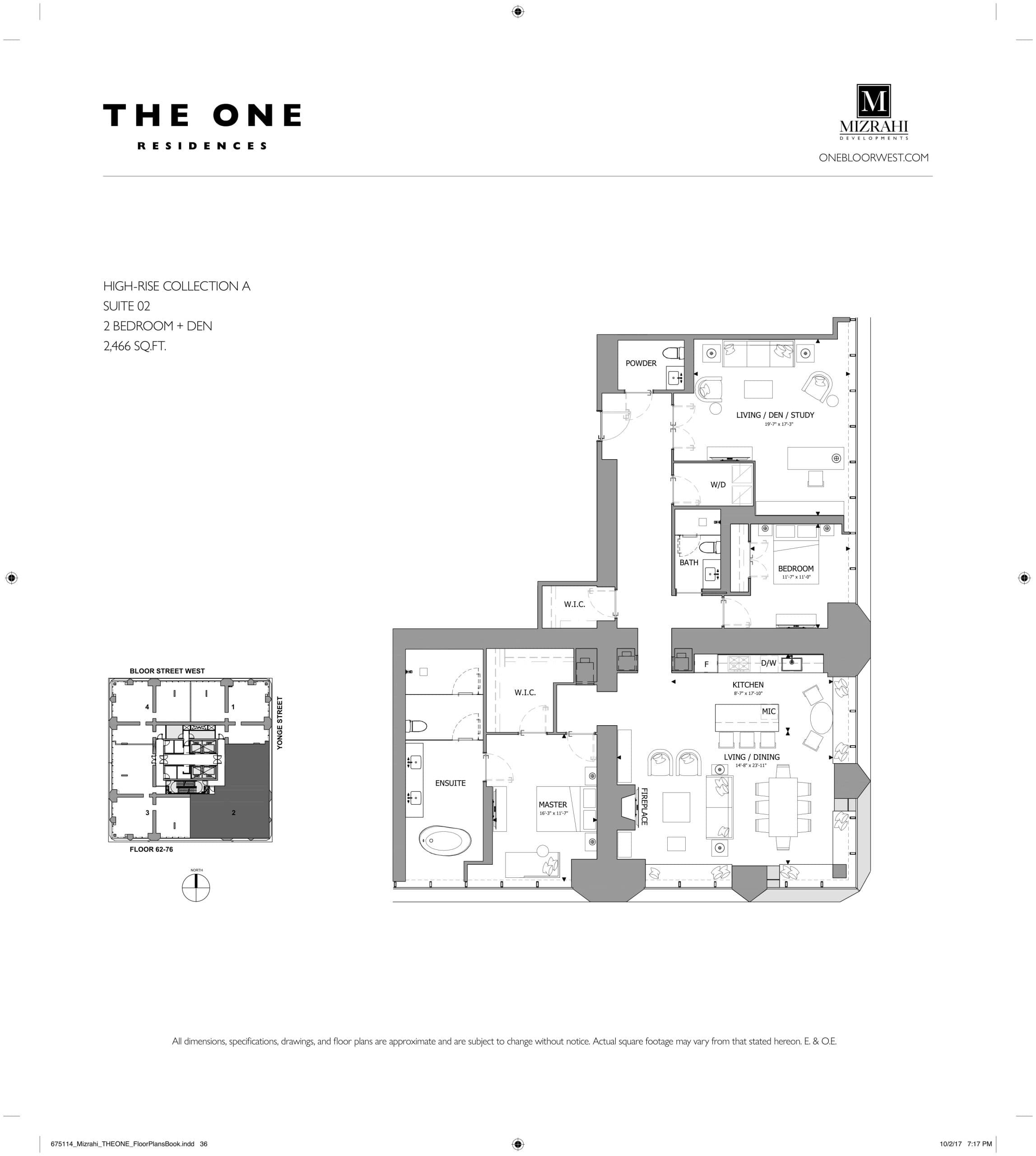 Suite 02 - High-Rise Collection A Floor Plan at The One Condos - 2466 sq.ft