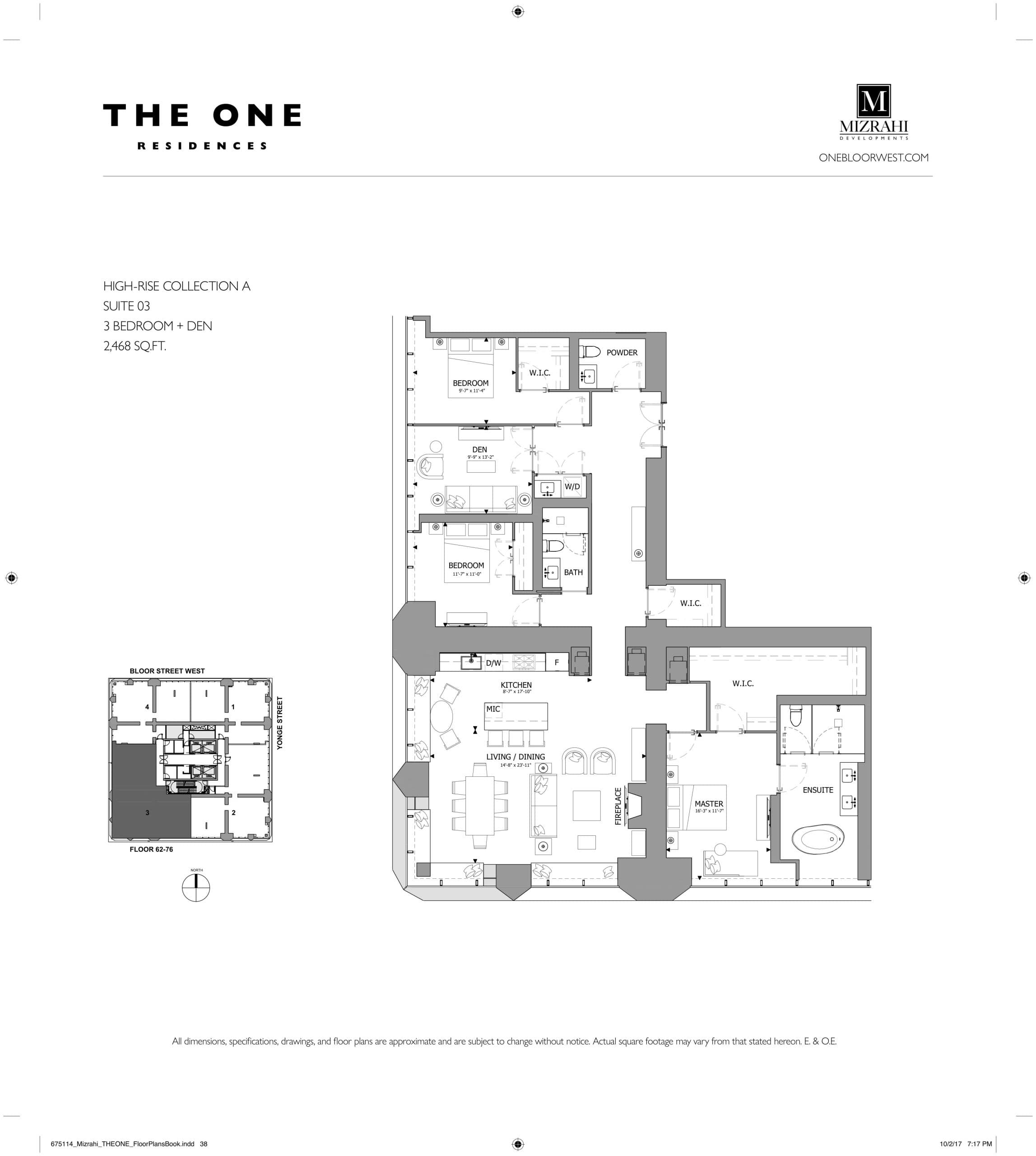 Suite 03 - High-Rise Collection A Floor Plan at The One Condos - 2468 sq.ft