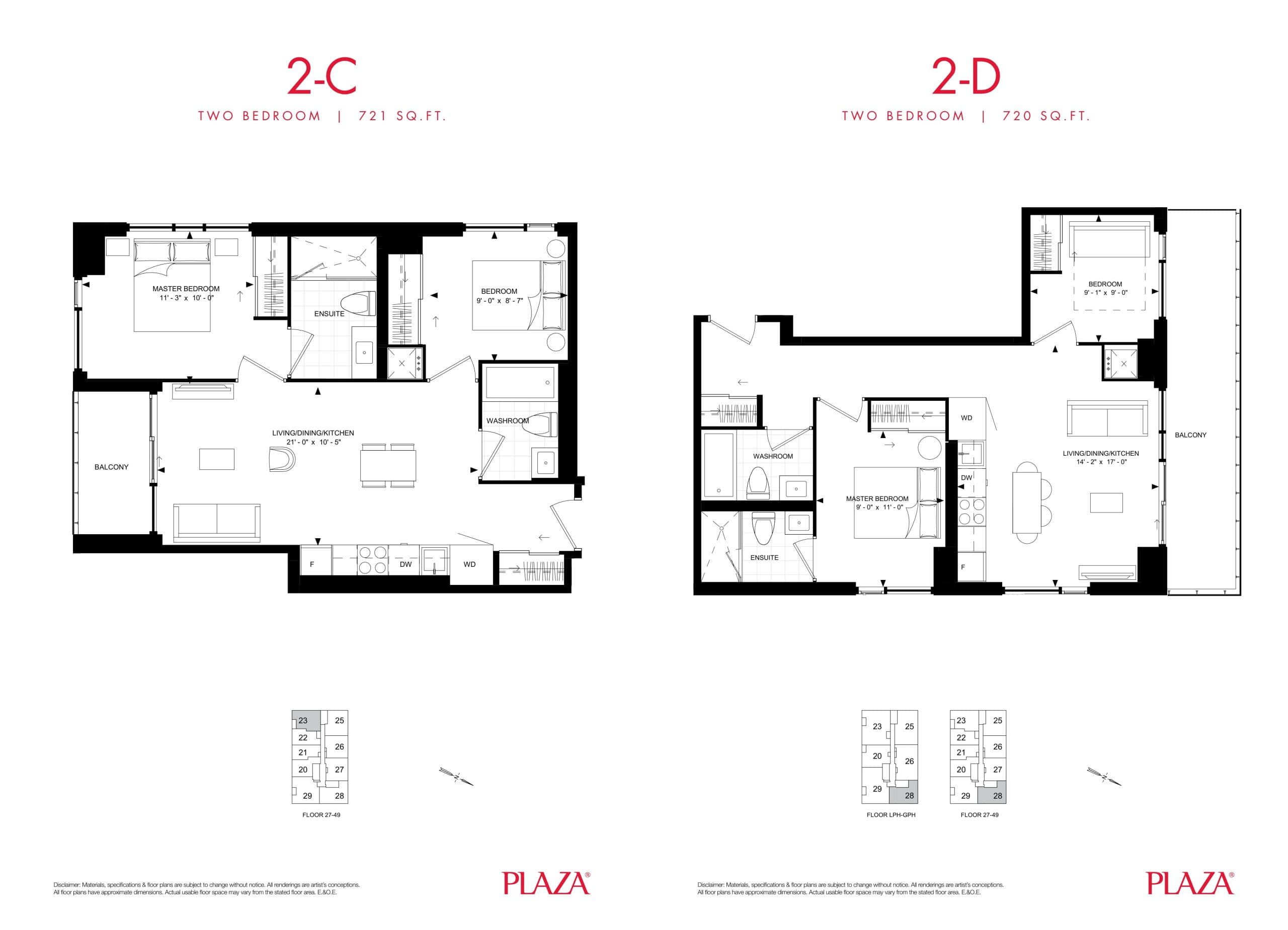 2-C Floor Plan at Encore Theatre District Condos - 721 sq.ft