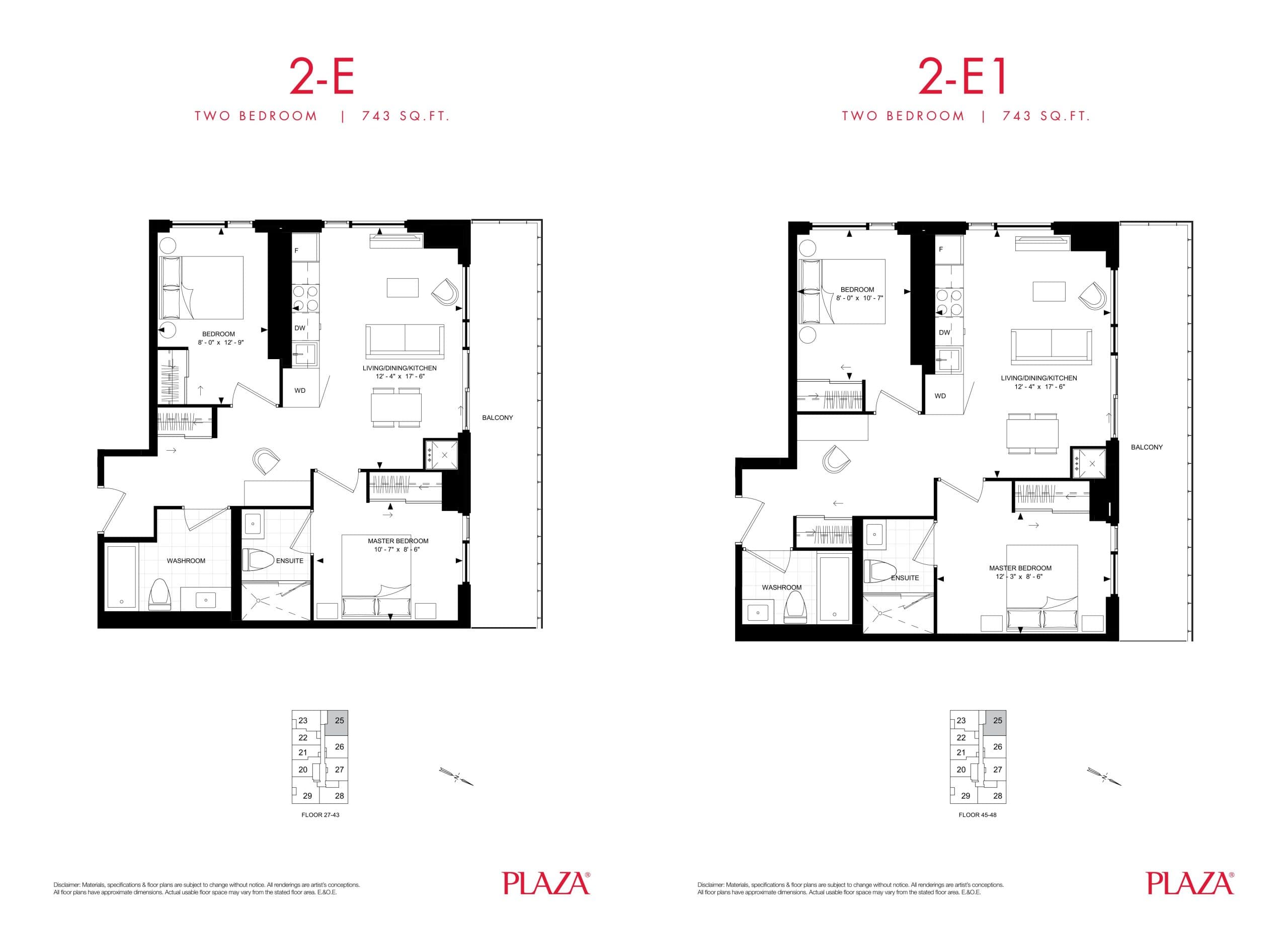 2-E Floor Plan at Encore Theatre District Condos - 743 sq.ft