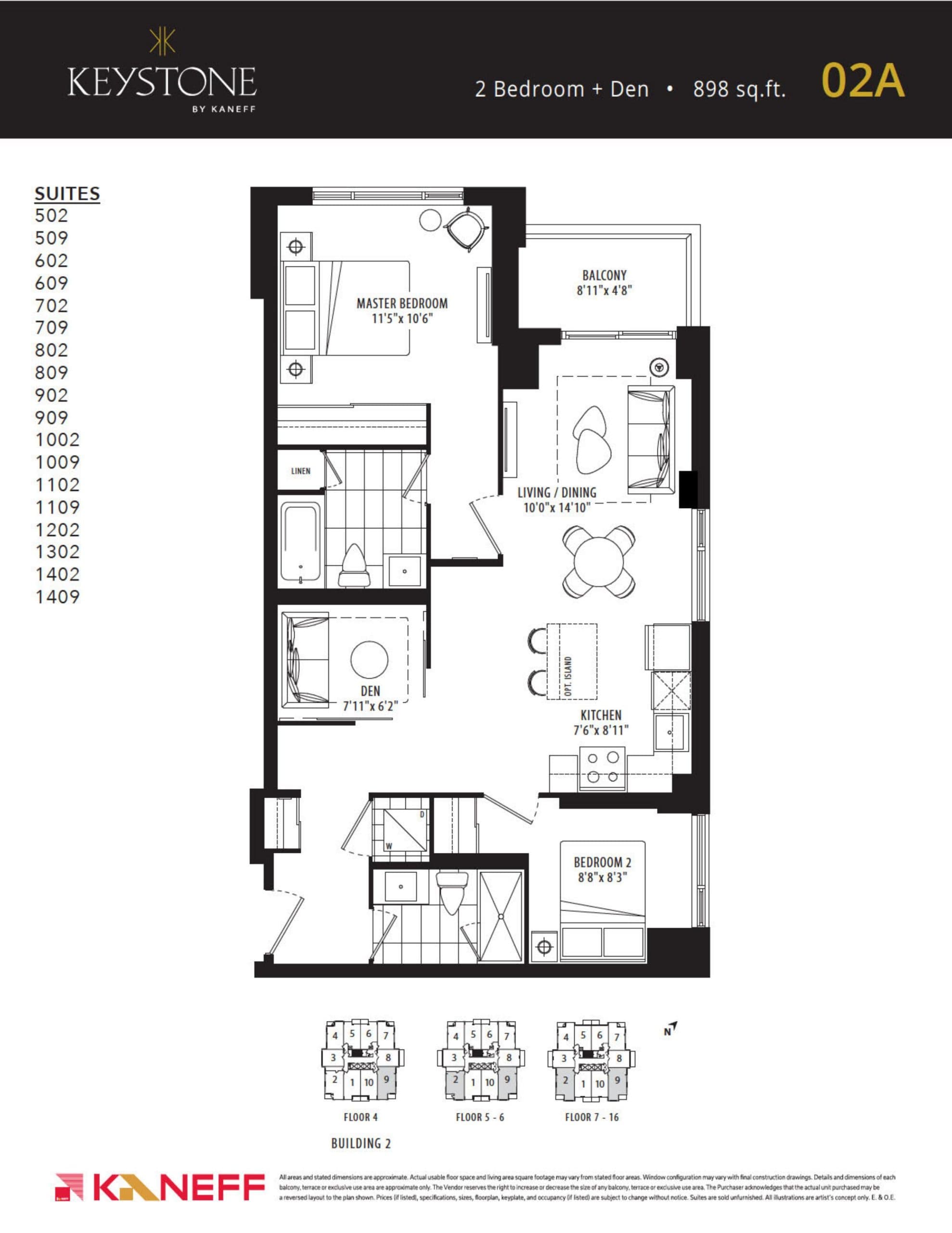 02A Floor Plan at Keystone Condos - 898 sq.ft