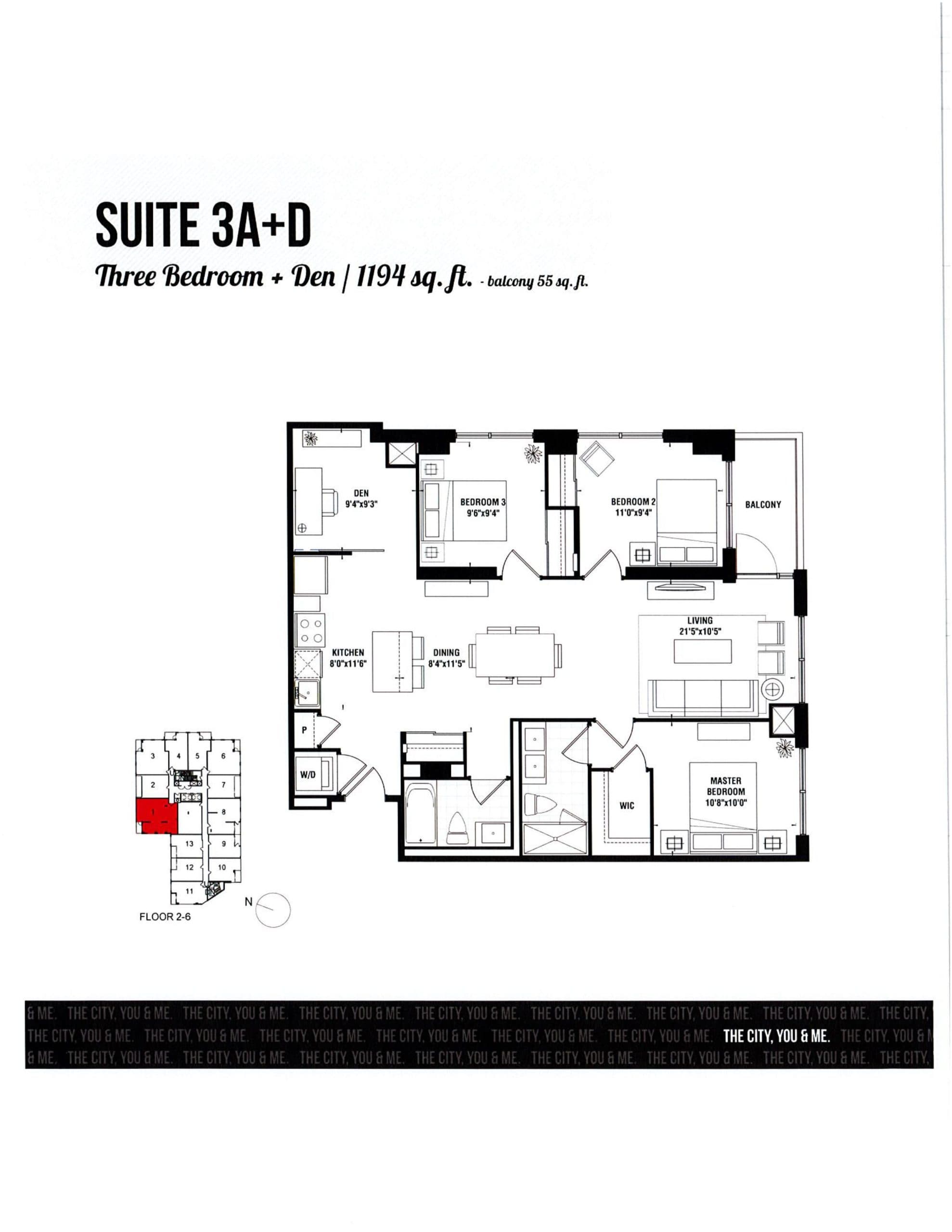 Suite 3A+D Floor Plan at Tricycle Condos - 1194 sq.ft