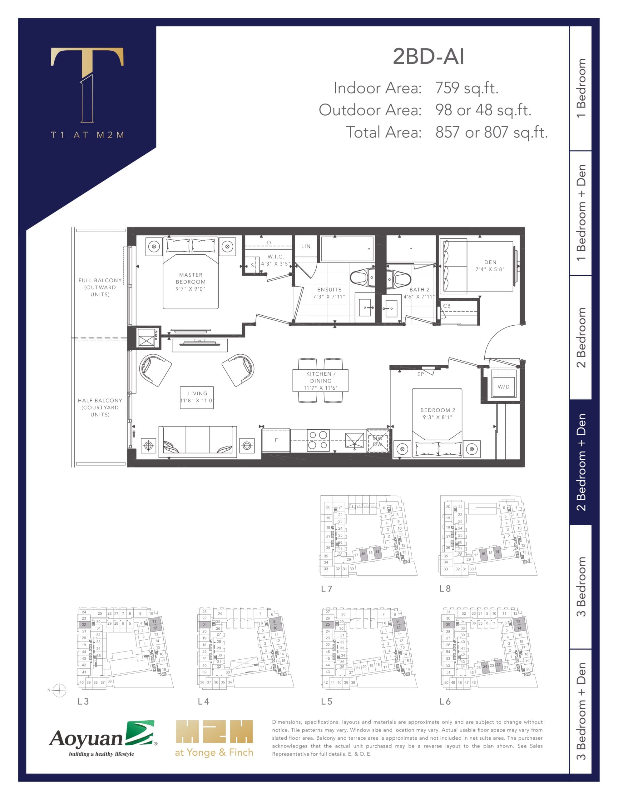 2BD-AI (Tower) Floor Plan at T1 at M2M Condos - 759 sq.ft