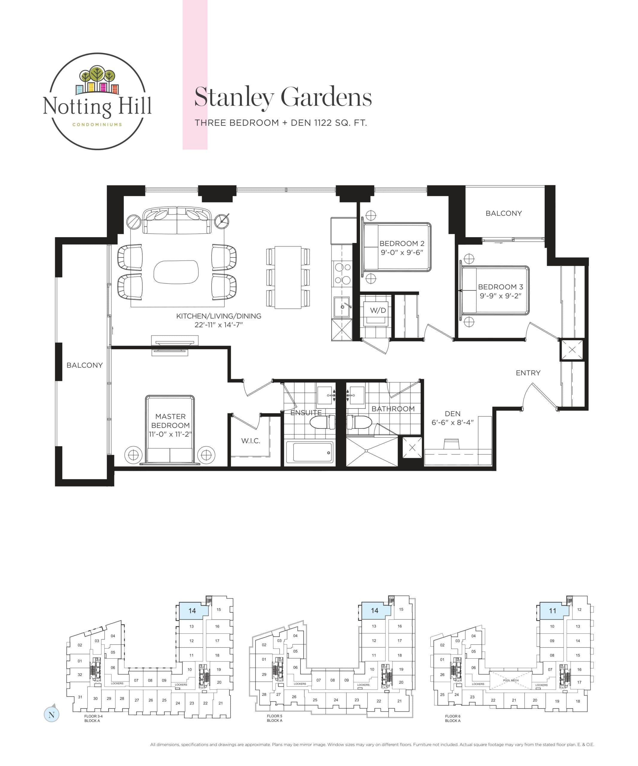 Stanley Gardens Floor Plan at Notting Hill Condos - 1122 sq.ft