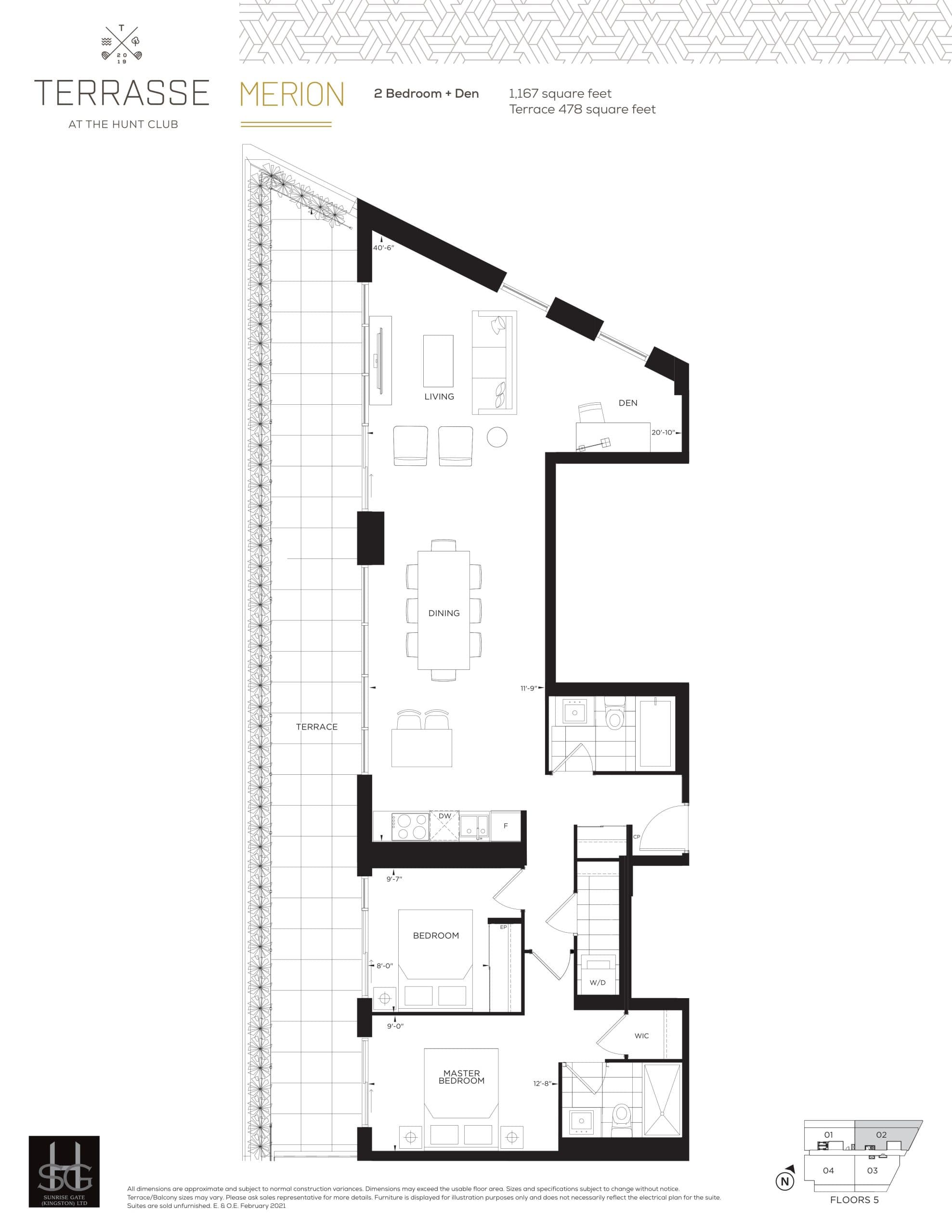 Merion Floor Plan at Terrasse Condos at The Hunt Club - 1167 sq.ft