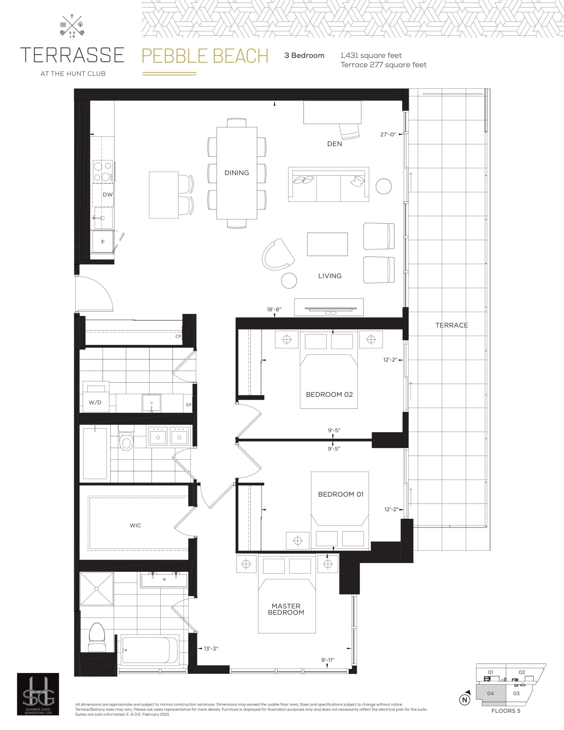 Pebble Beach Floor Plan at Terrasse Condos at The Hunt Club - 1431 sq.ft
