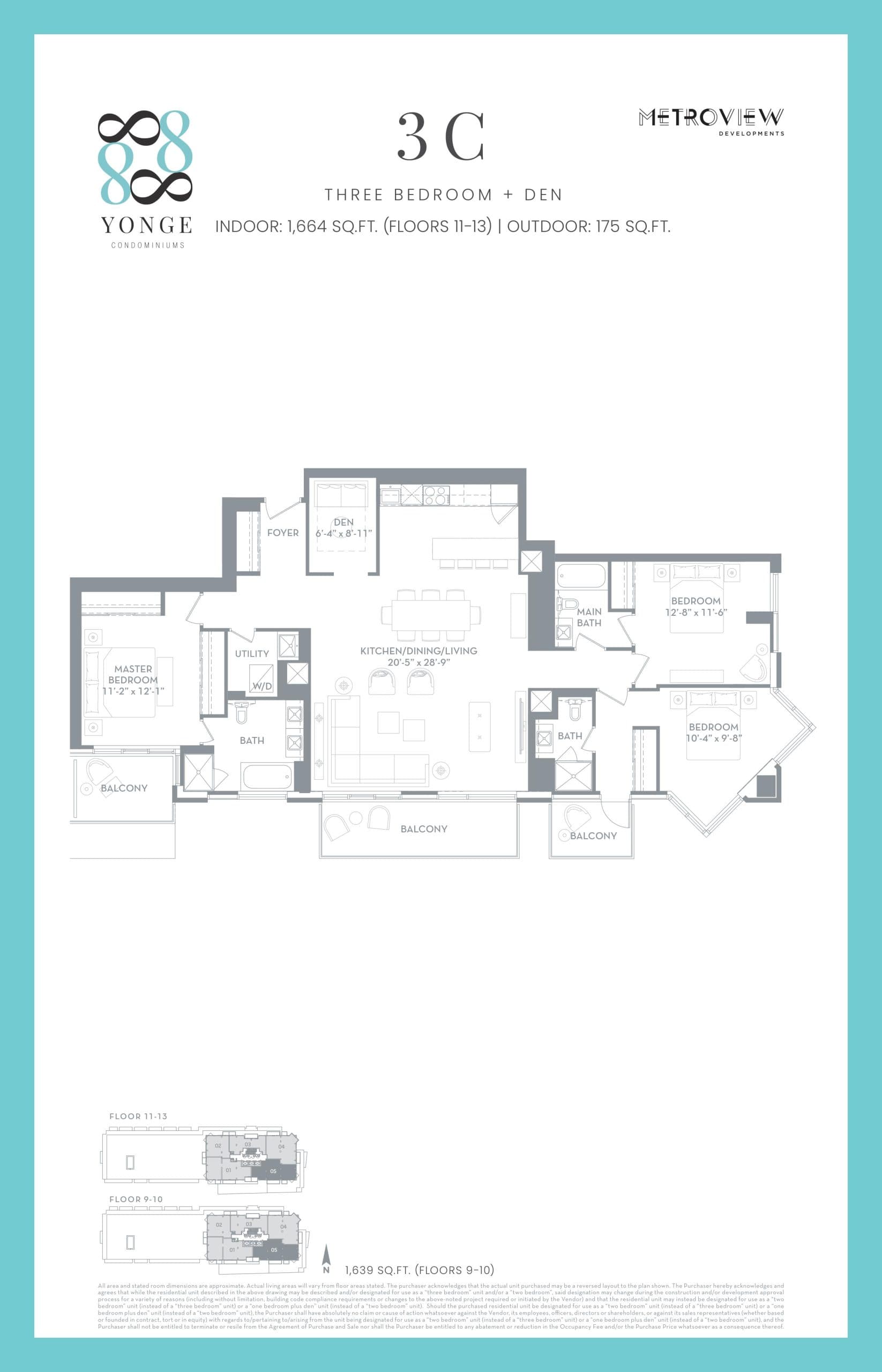 3C Floor Plan at 8888 Yonge Condos - 1664 sq.ft
