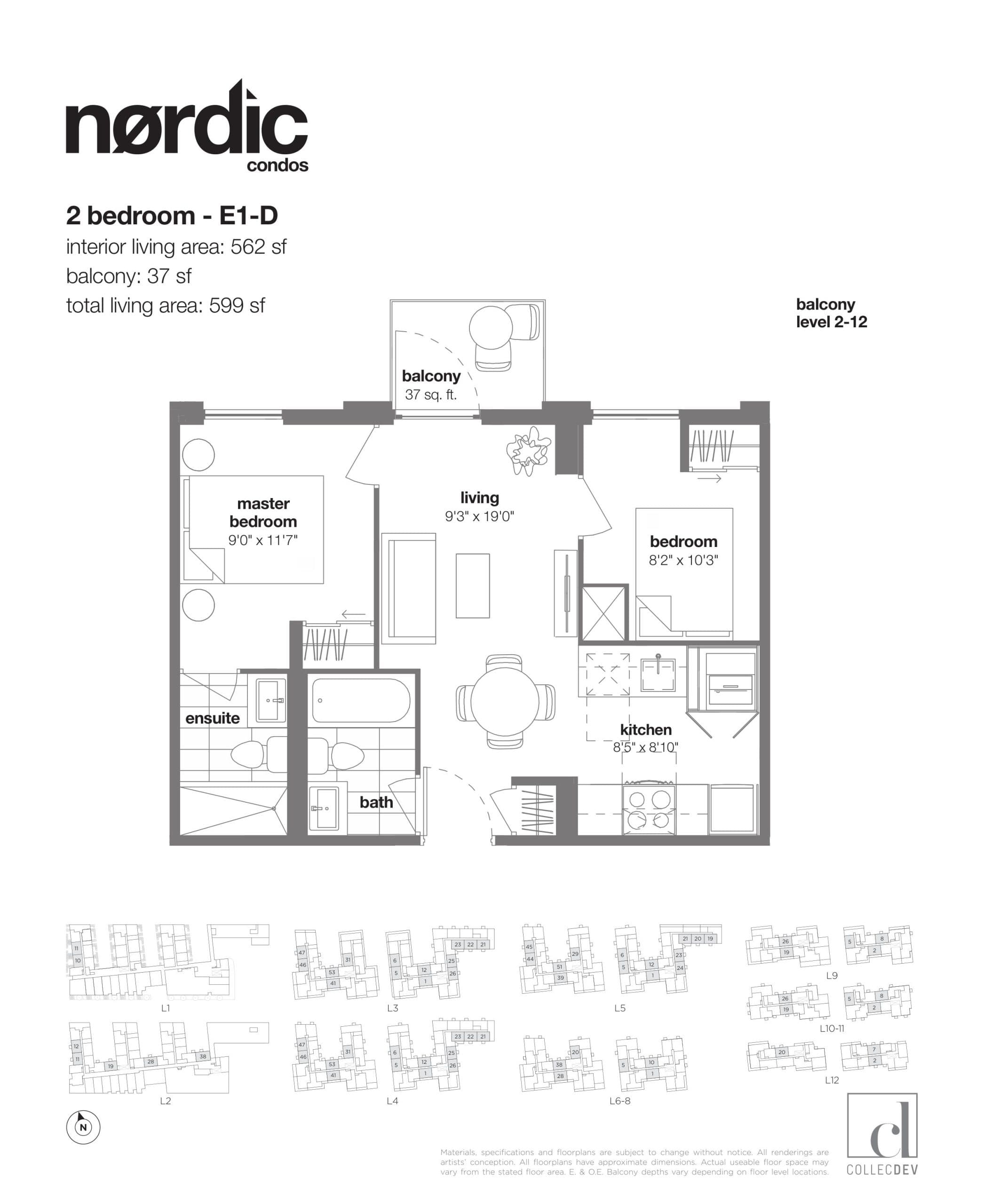 E1-D Floor Plan at Nordic Condos - 562 sq.ft