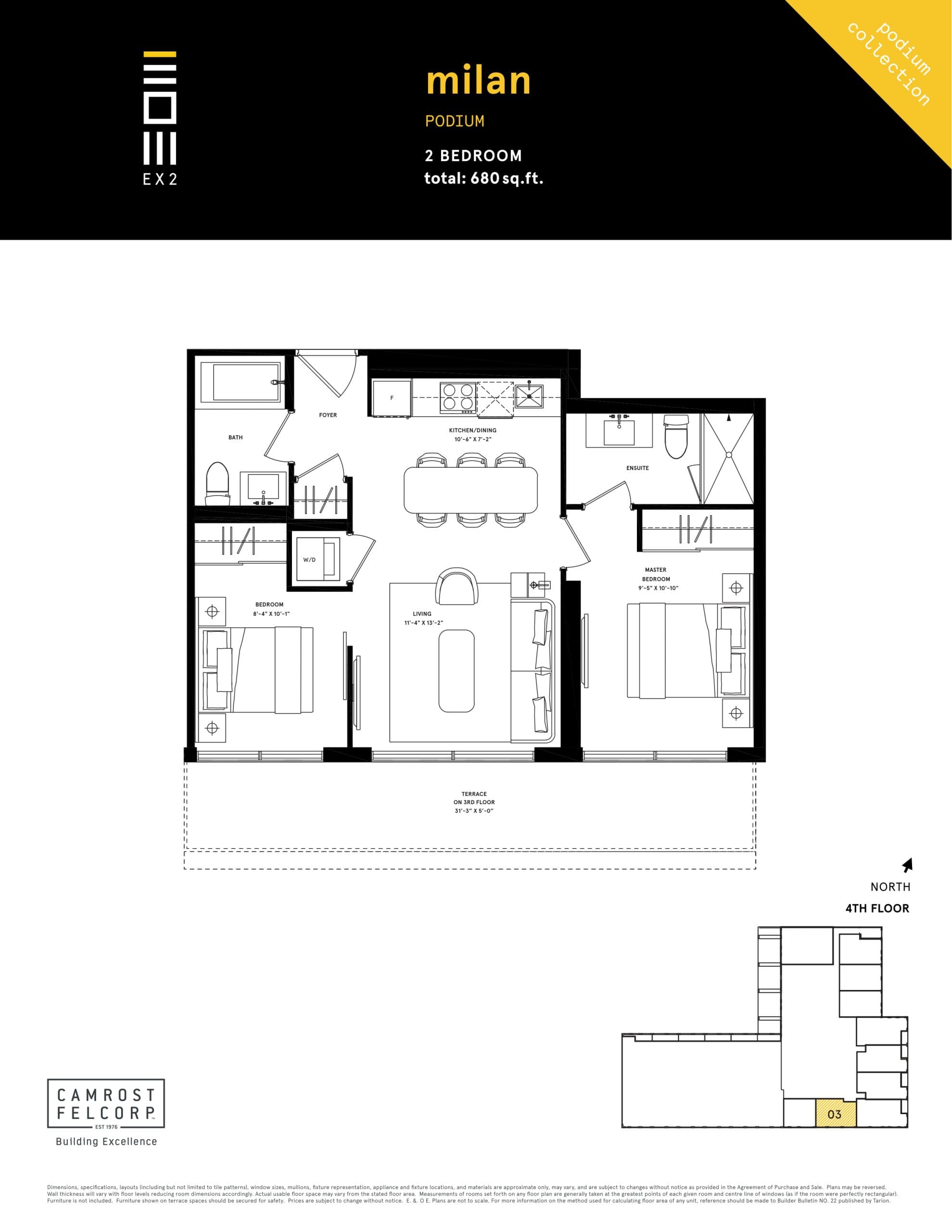 Milan - Podium Collection Floor Plan at Exchange District Condos - Phase 2 (EX2) - 680 sq.ft