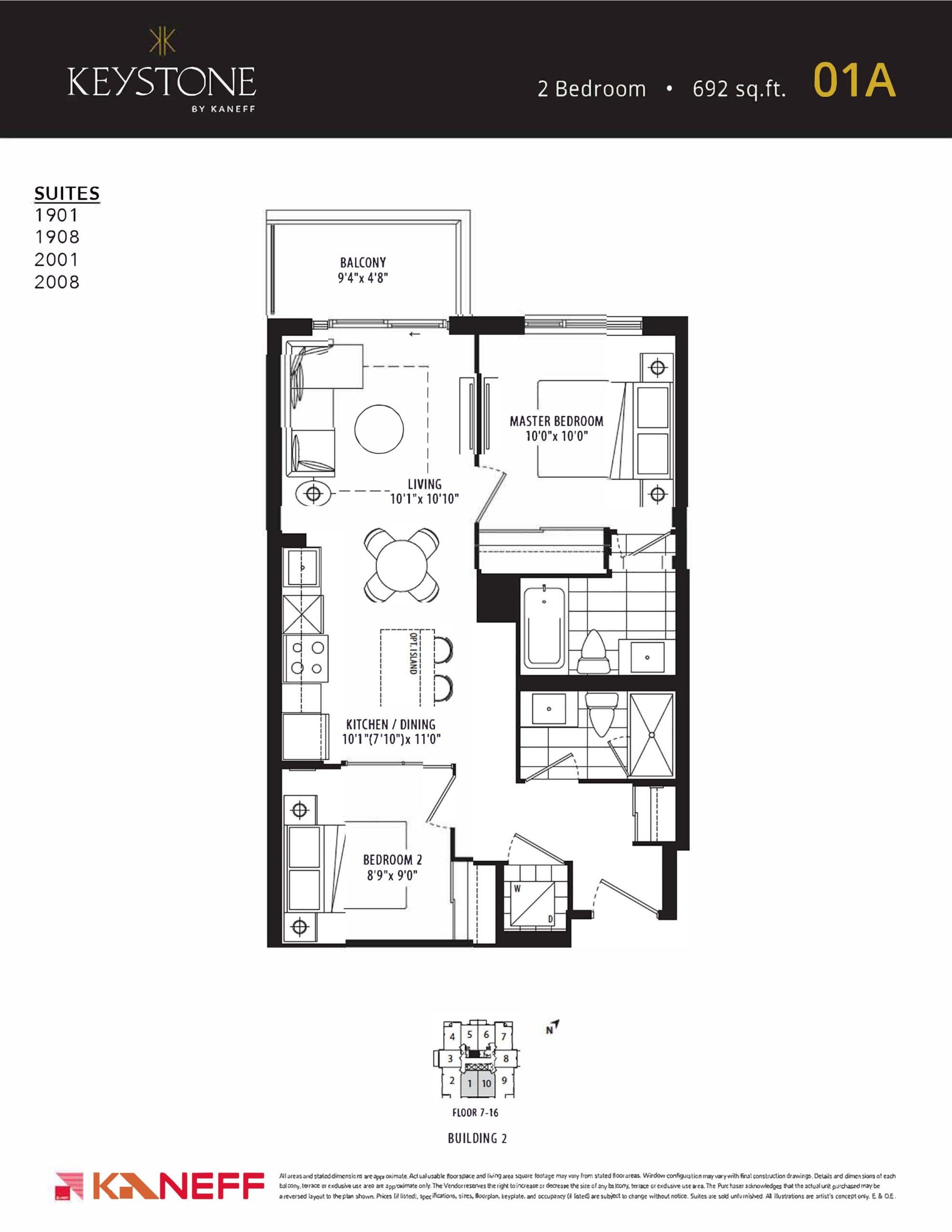 01A Floor Plan at Keystone Condos Phase 2 - 692 sq.ft