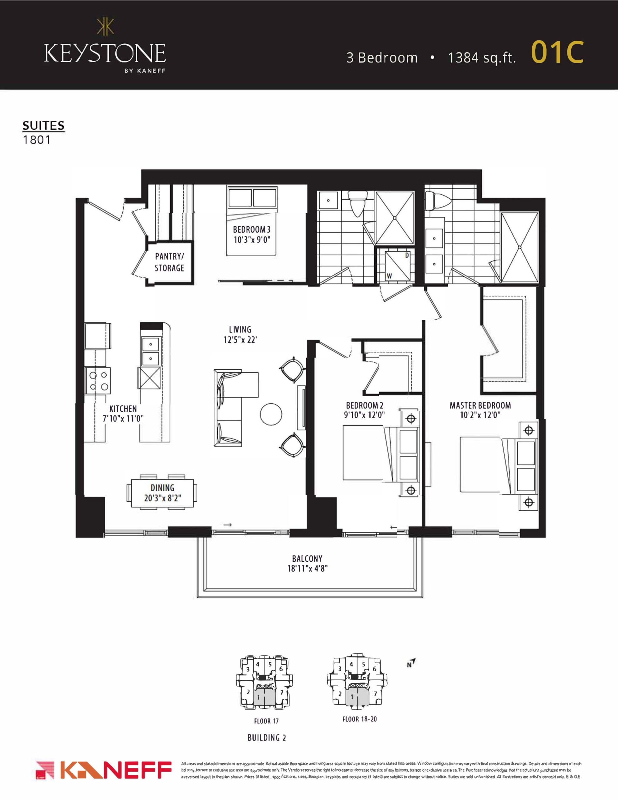 01C Floor Plan at Keystone Condos Phase 2 - 1384 sq.ft