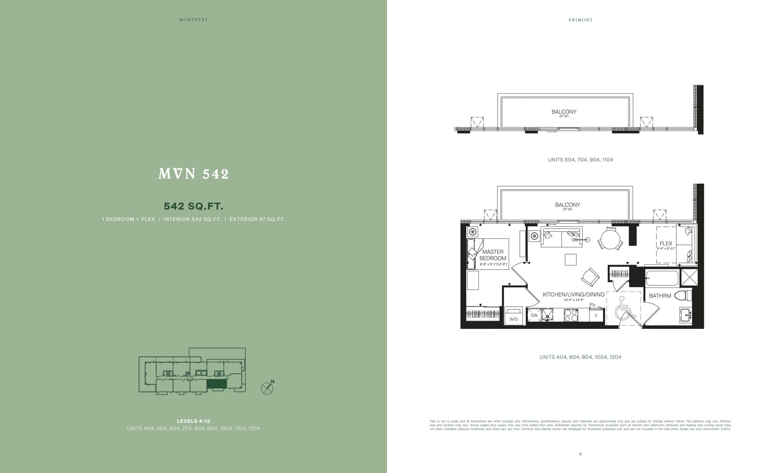 MVN 542 Floor Plan at MontVert Condos - 542 sq.ft