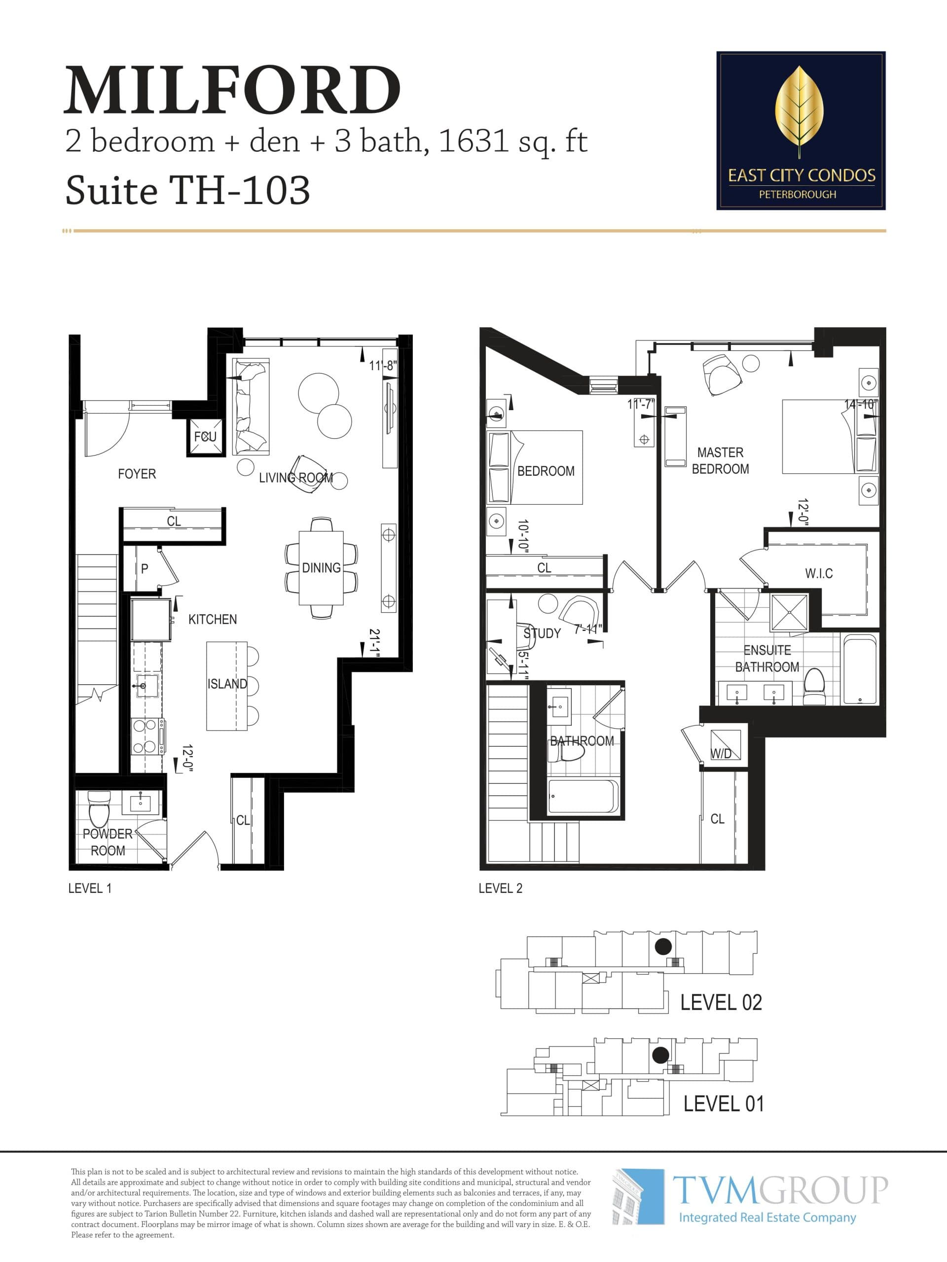 Milford Floor Plan at East City Condos - 1631 sq.ft