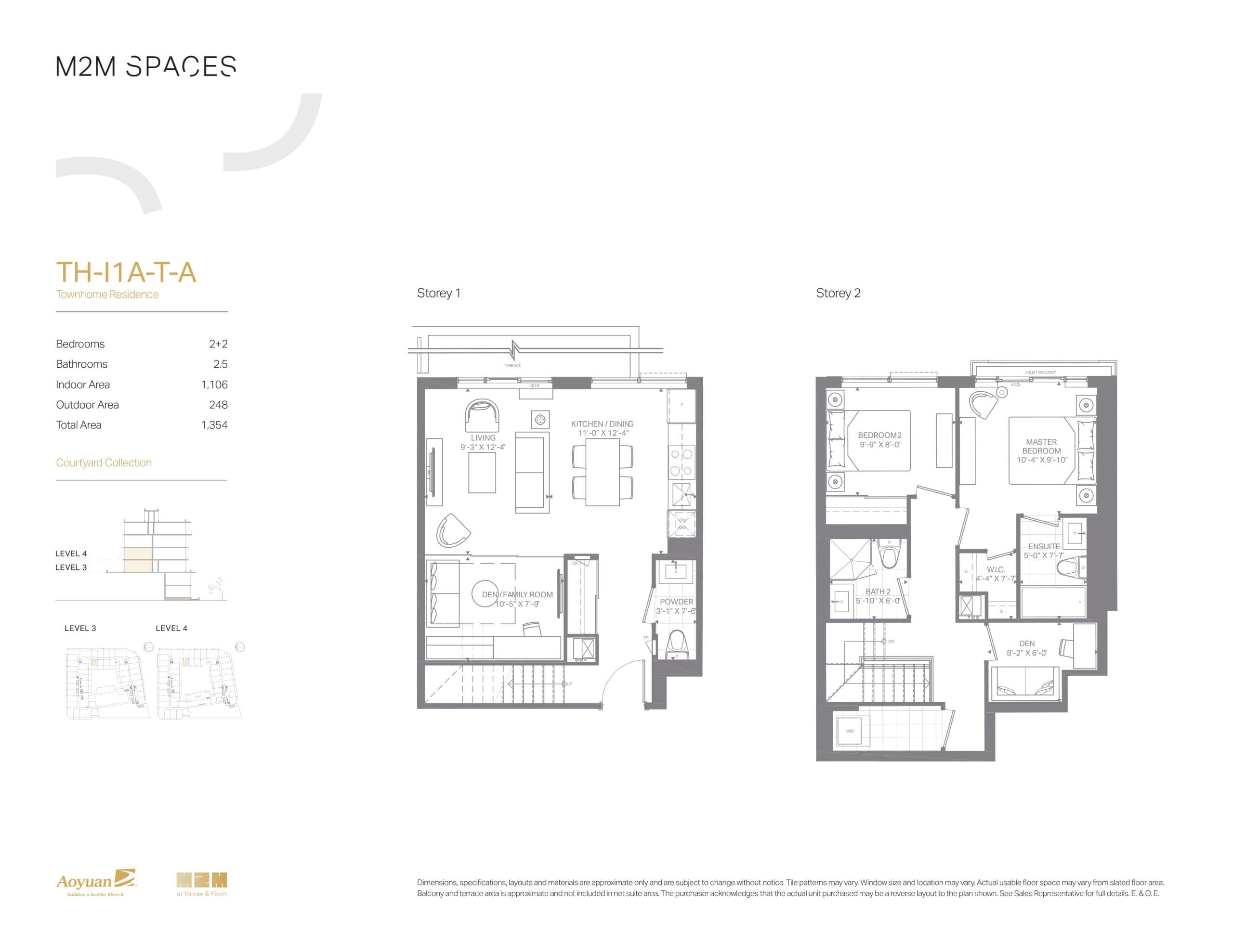 TH-I1A-T-A (Courtyard Collection) Floor Plan at M2M Spaces Condos - 1106 sq.ft