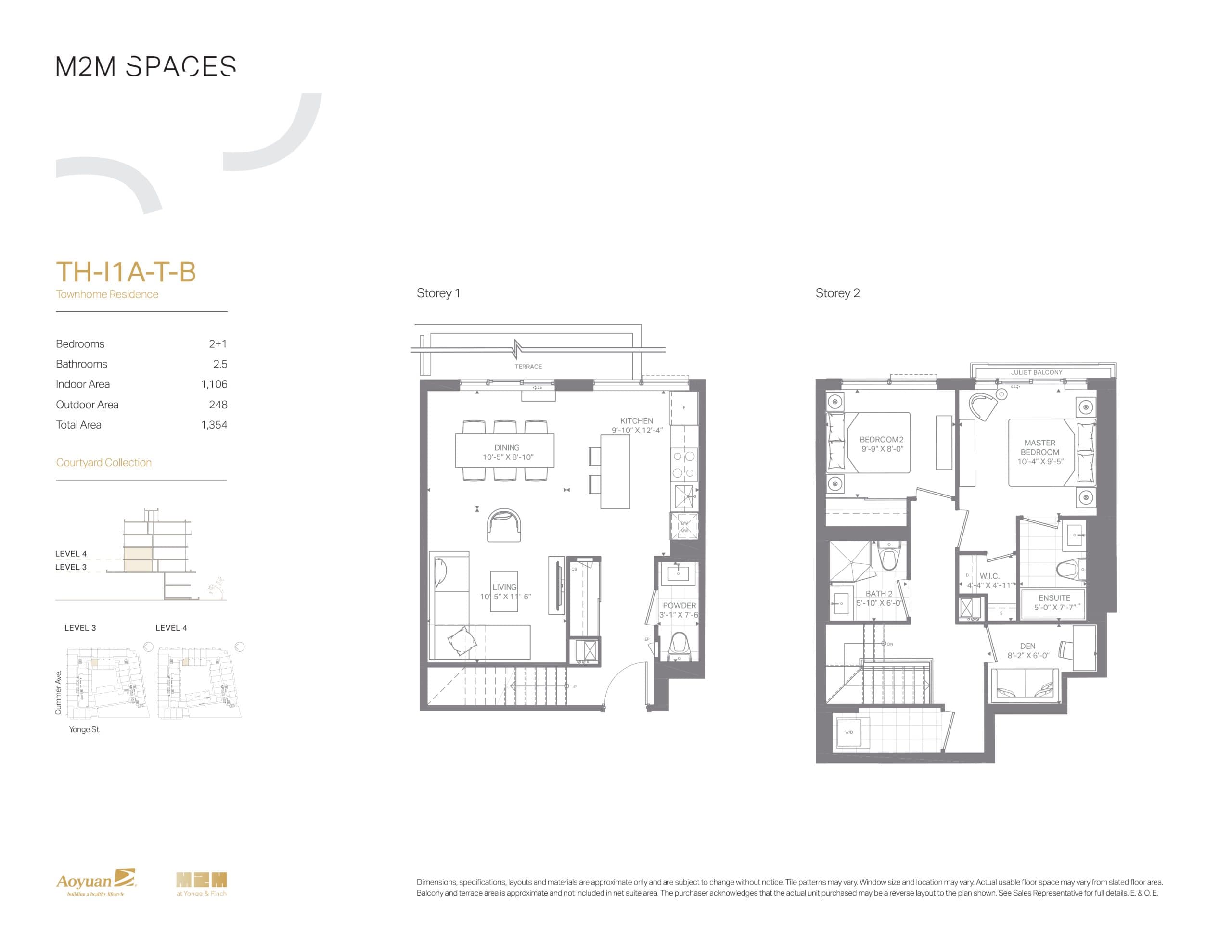 TH-I1B-T-B (Courtyard Collection) Floor Plan at M2M Spaces Condos - 1066 sq.ft
