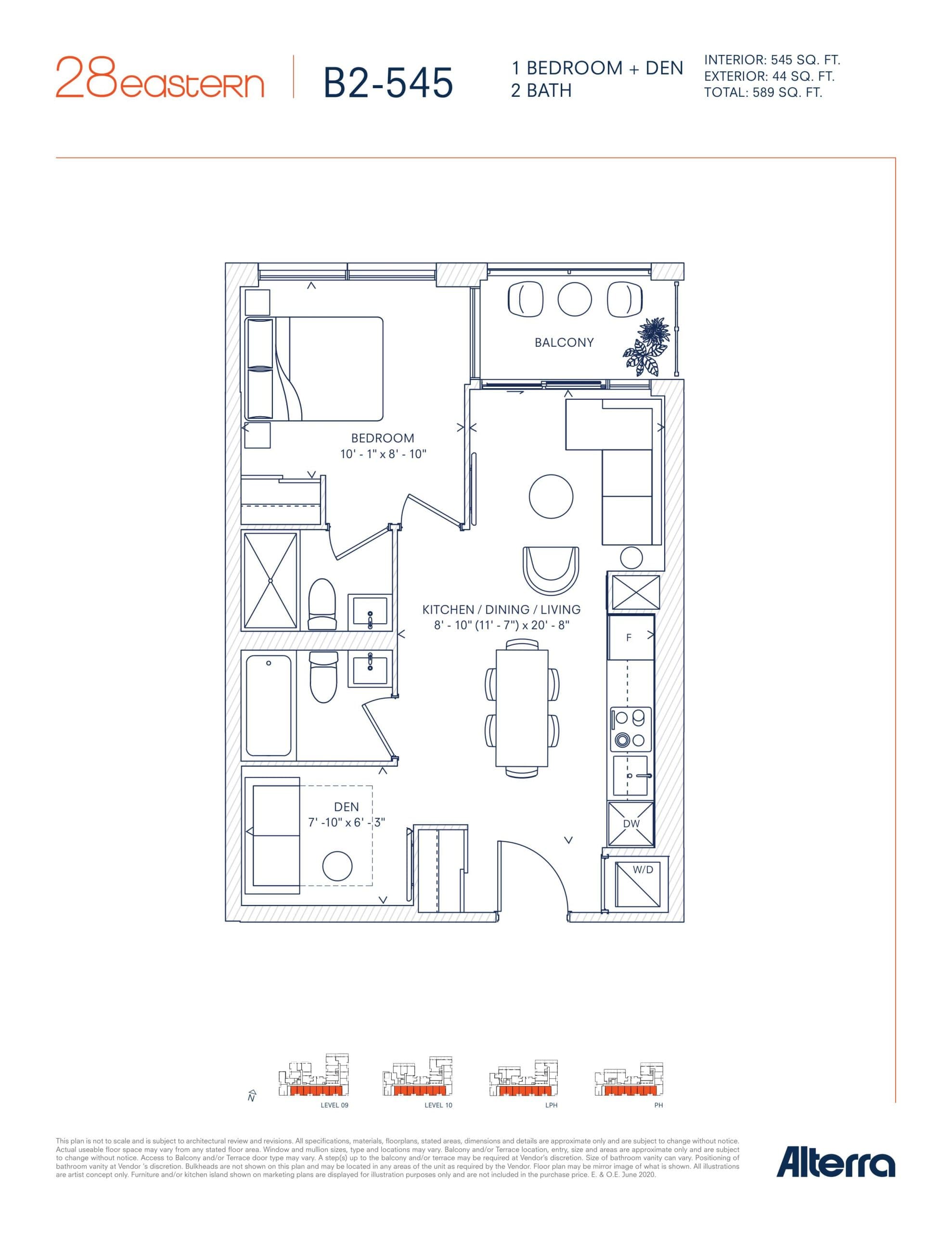 B2-545 Floor Plan at 28 Eastern Condos - 545 sq.ft