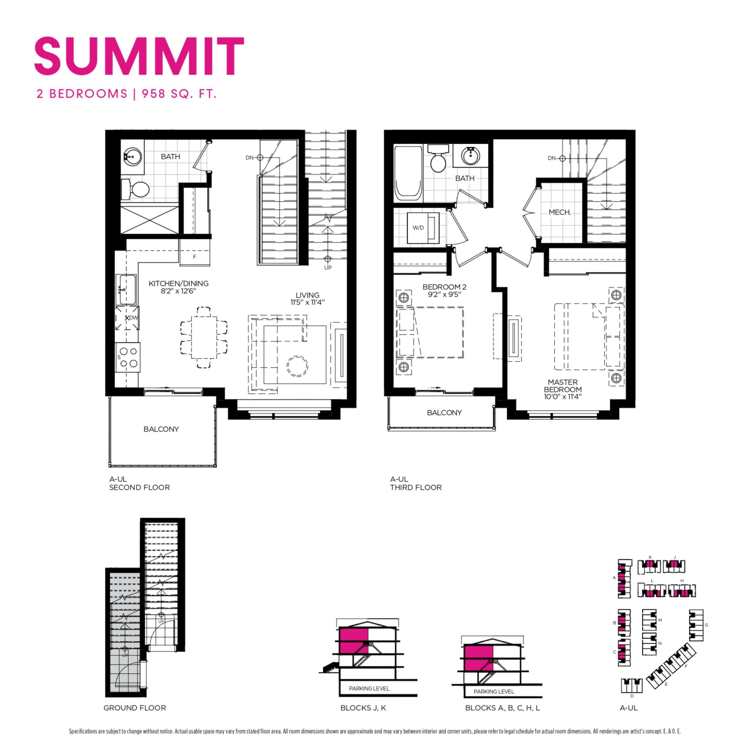 Summit Floor Plan at Maxx Urban Towns - 958 sq.ft