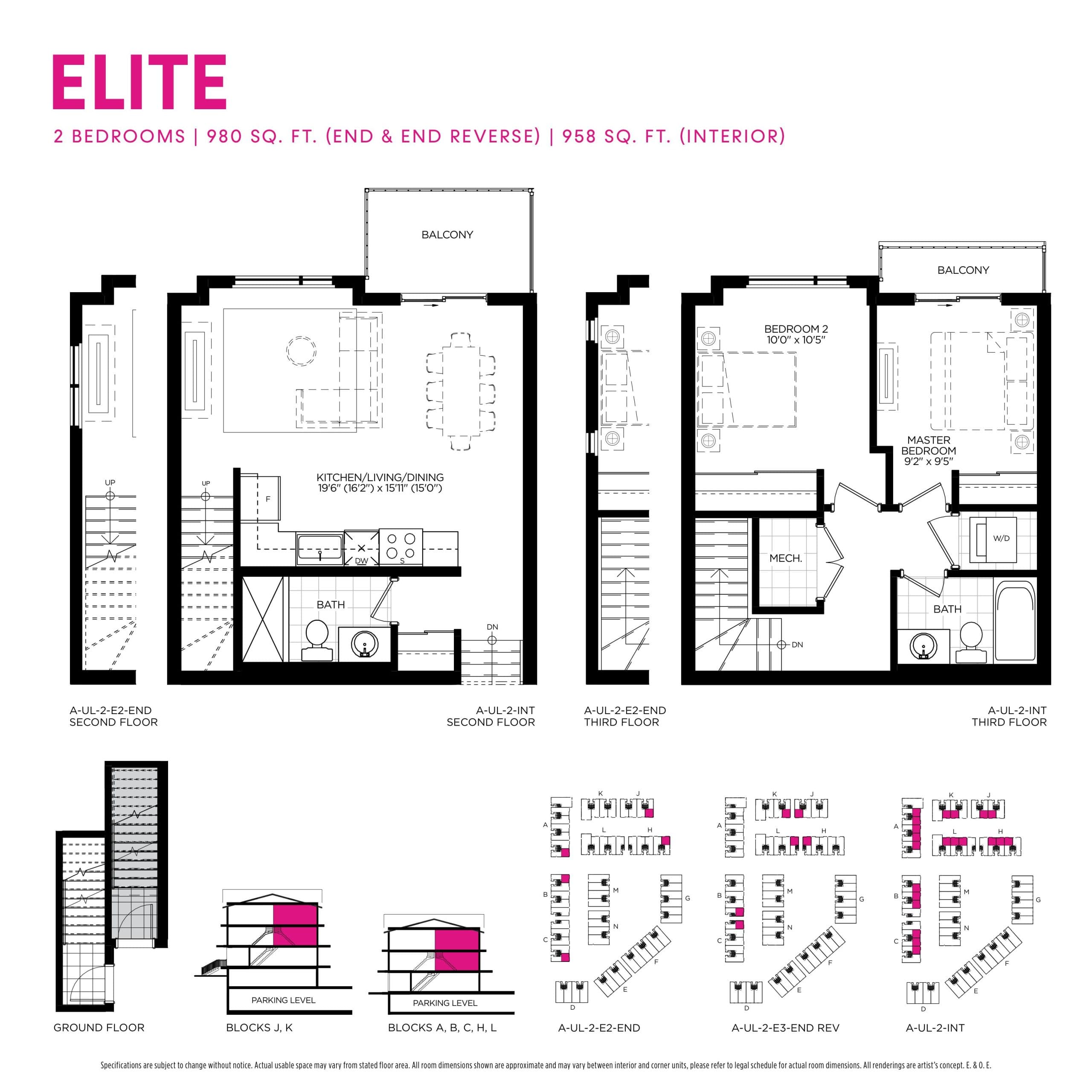 Elite Floor Plan at Maxx Urban Towns - 980 sq.ft