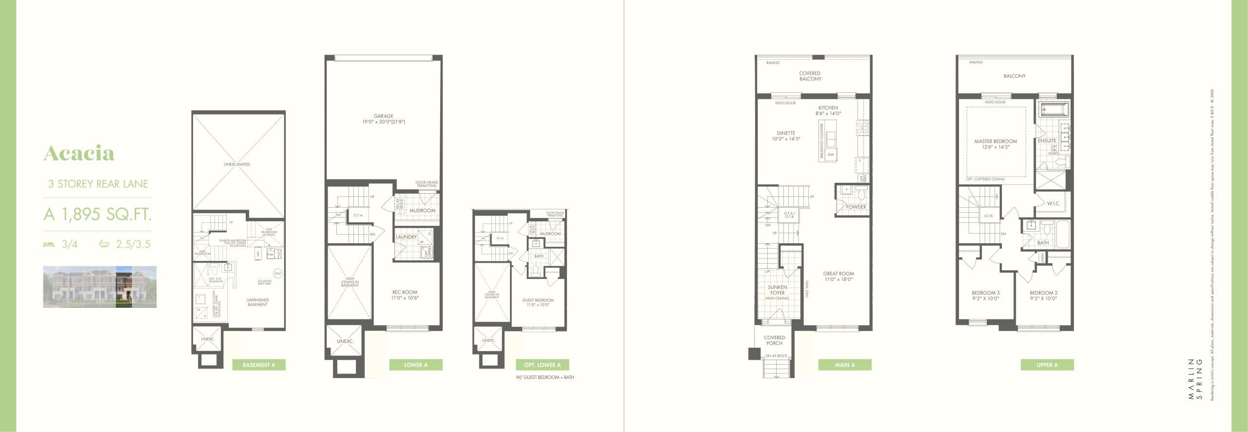 Acacia A Floor Plan at Ivylea Towns - 1895 sq.ft