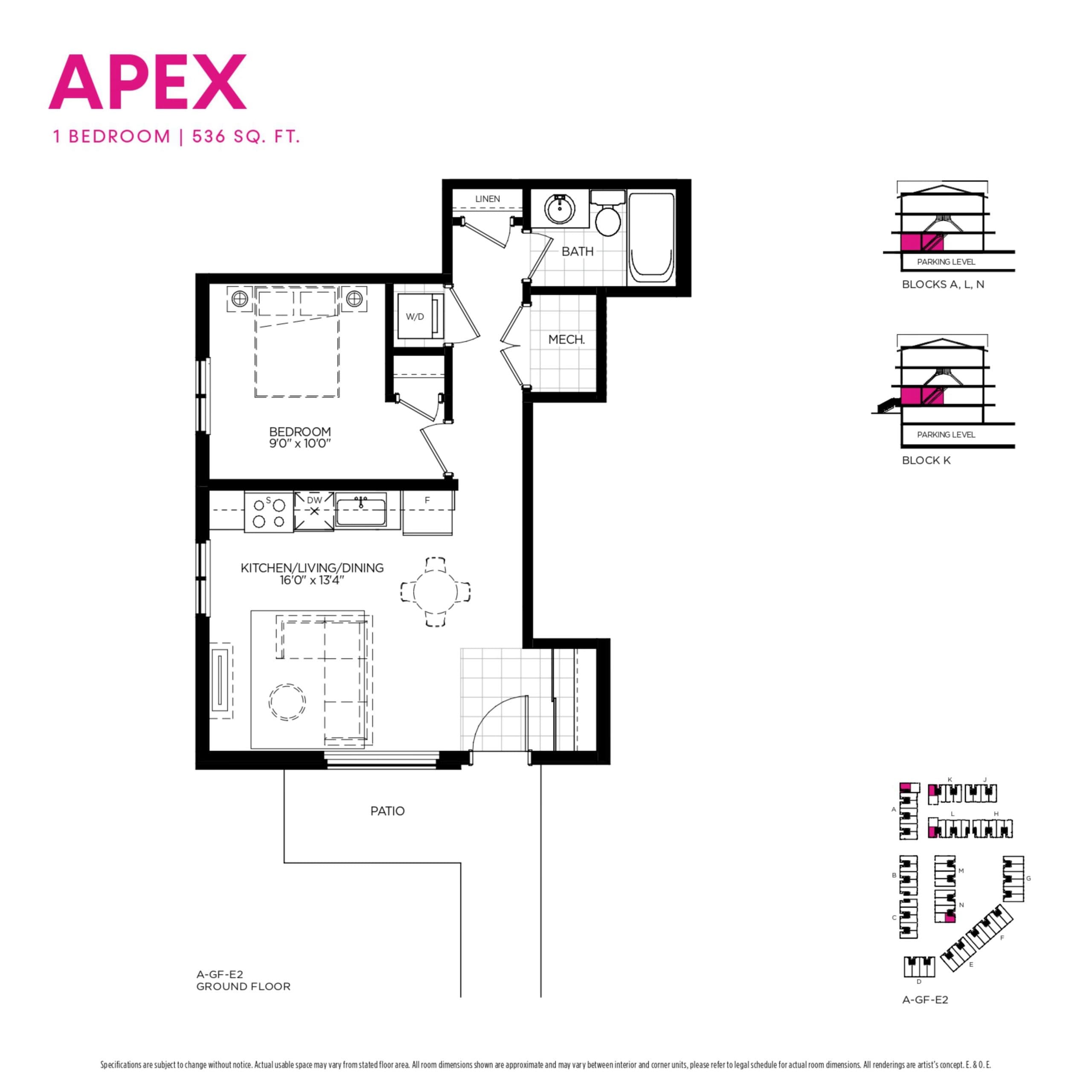 Apex Floor Plan at Maxx Urban Towns - 536 sq.ft