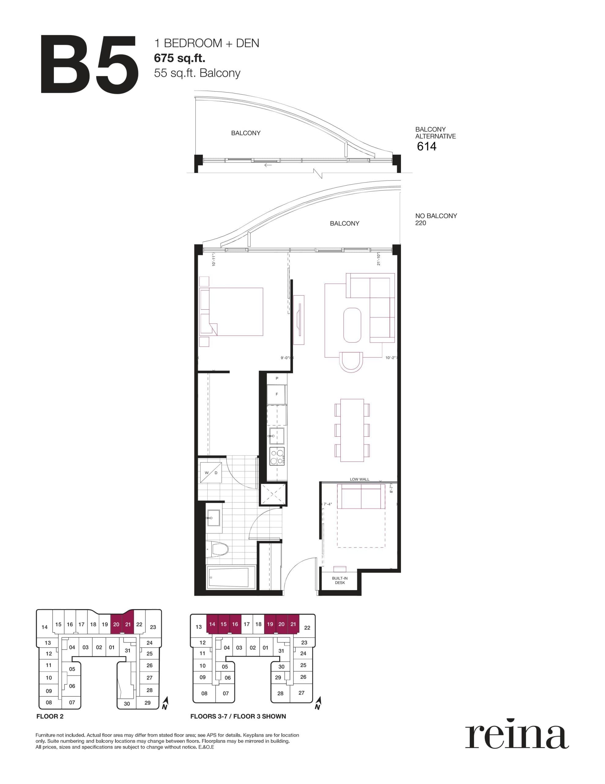 B5 Floor Plan at Reina Condos - 675 sq.ft