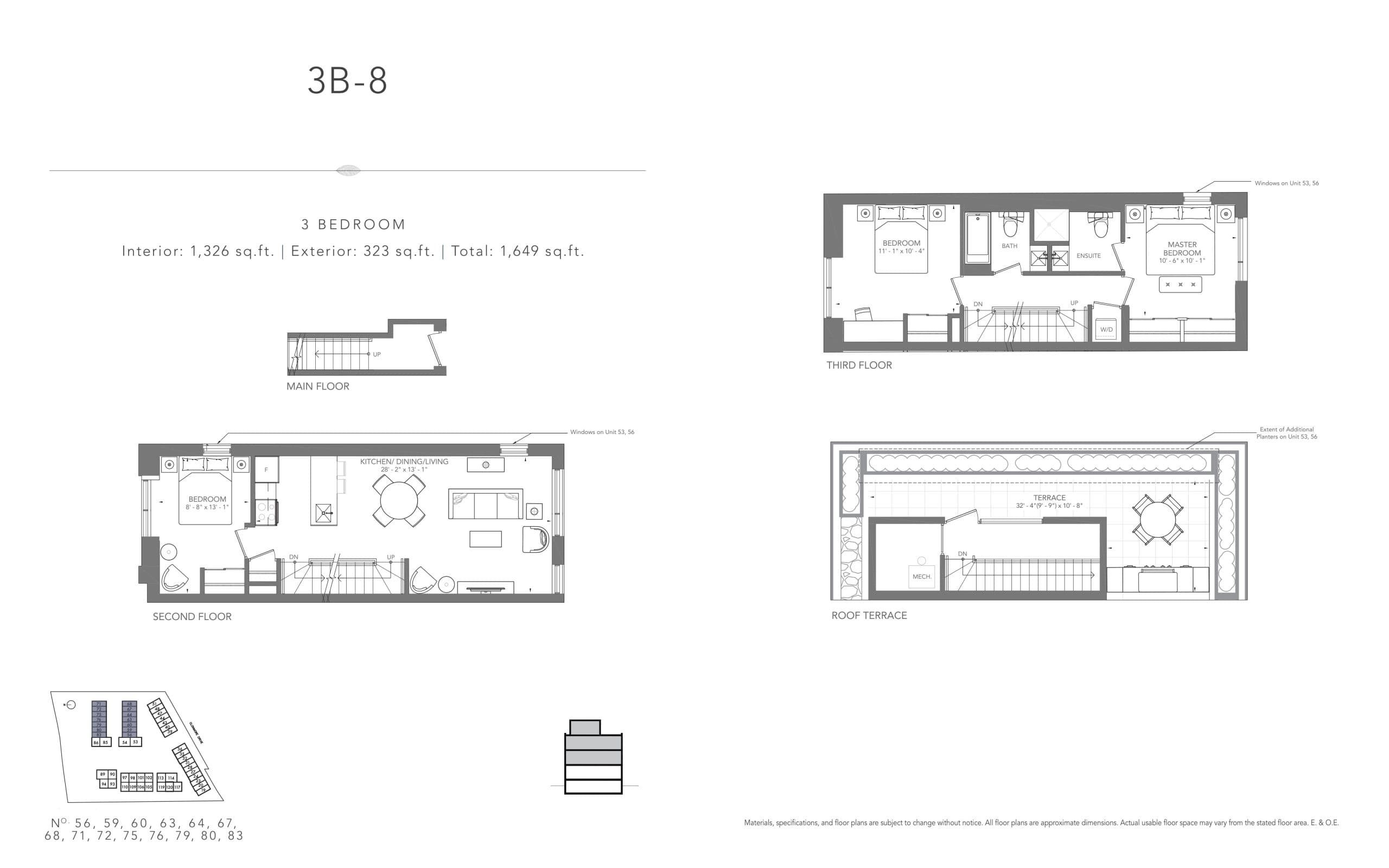 3B-8 Floor Plan at Clonmore Urban Towns - 1326 sq.ft