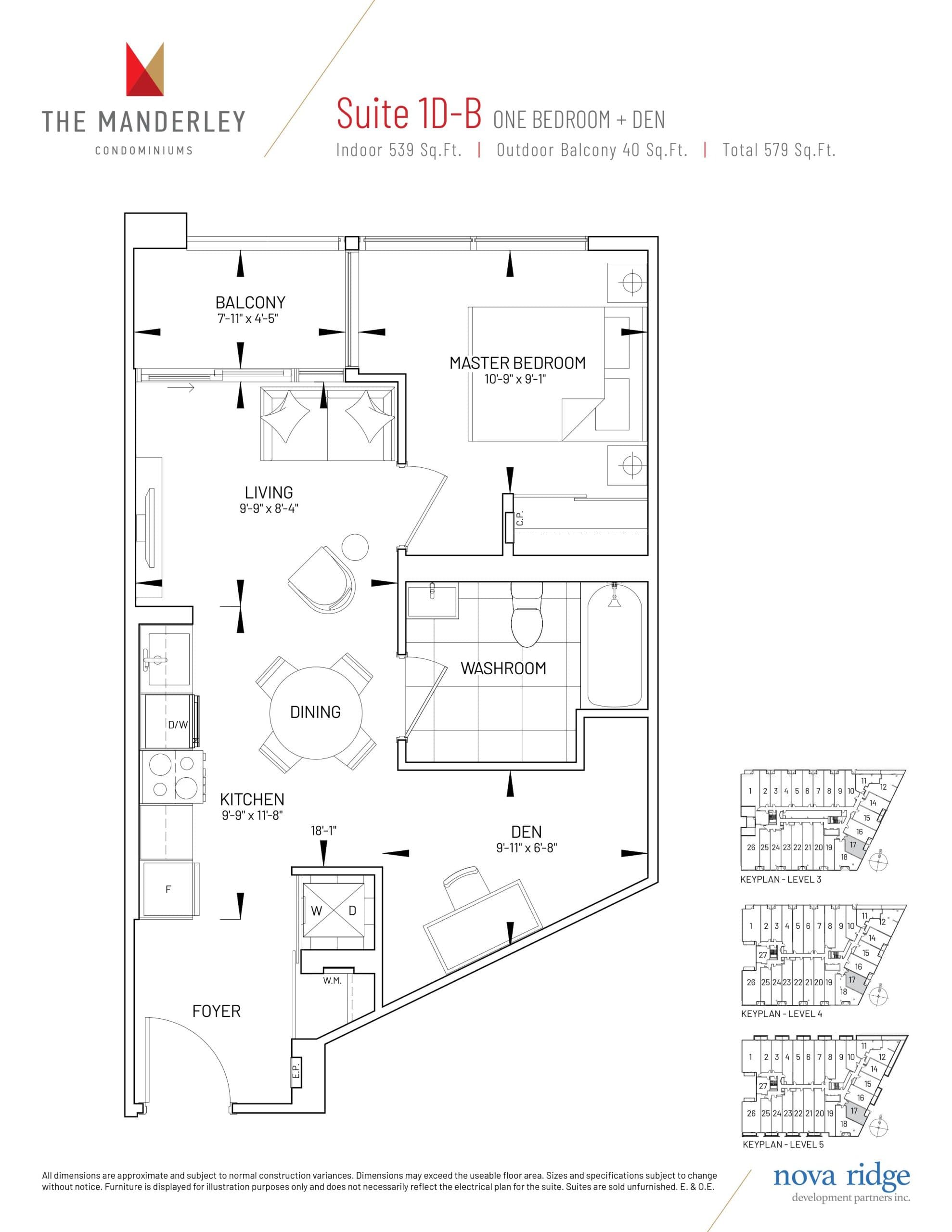 Suite 1D-B Floor Plan at The Manderley Condos - 539 sq.ft
