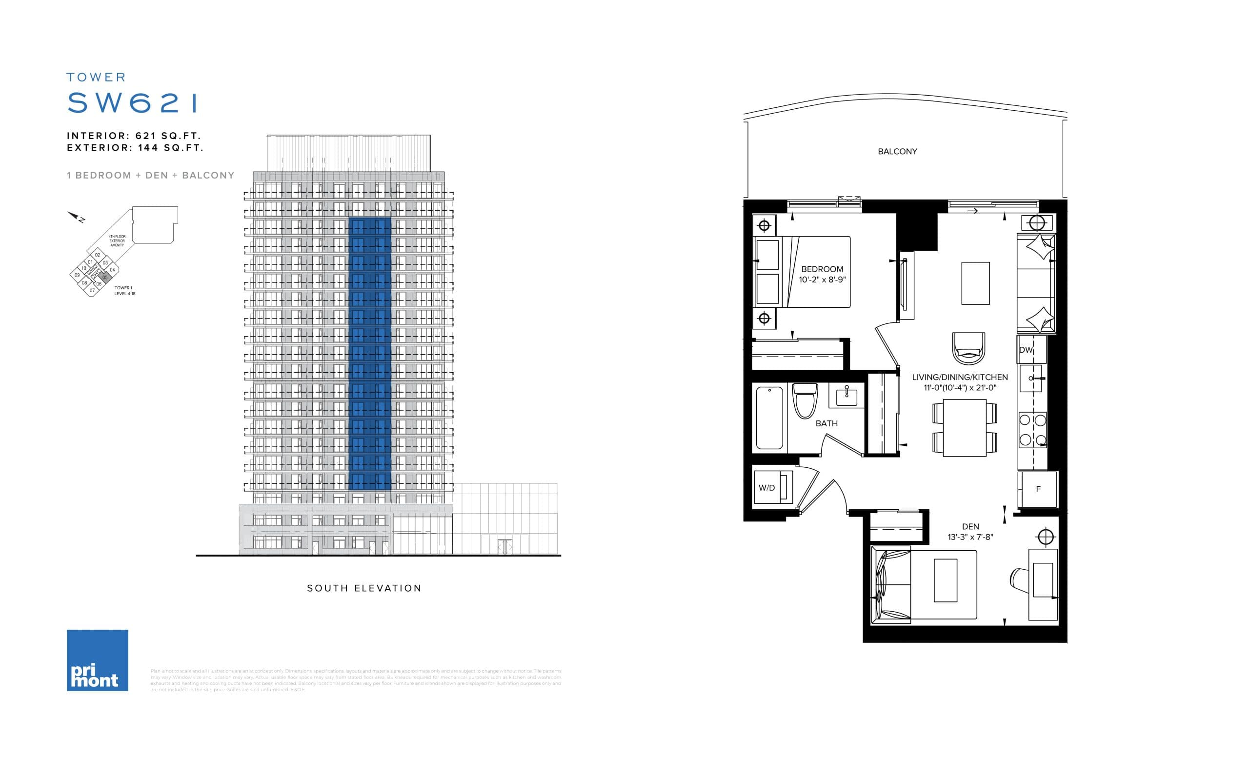 SW621 Floor Plan at SXSW Condos & Towns - 621 sq.ft