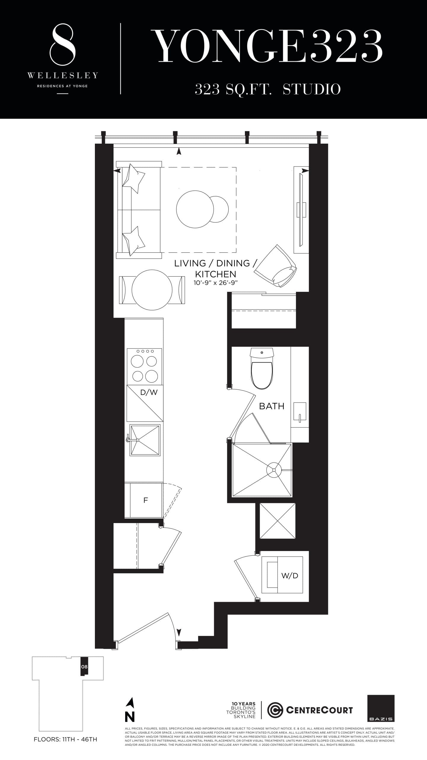 YONGE323 Floor Plan at 8 Wellesley Residences - 323 sq.ft