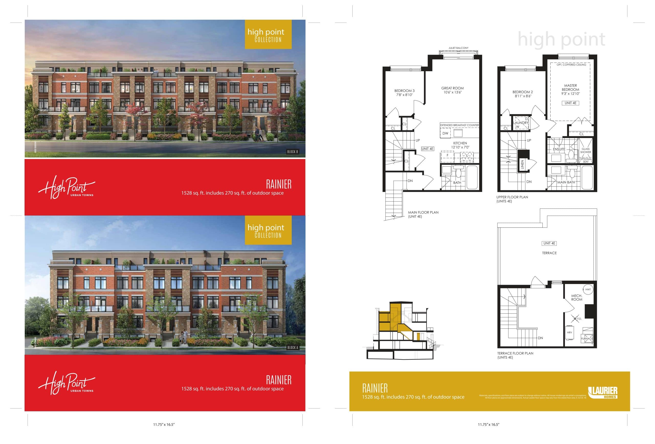 Rainier Floor Plan at High Point Urban Towns - 1258 sq.ft