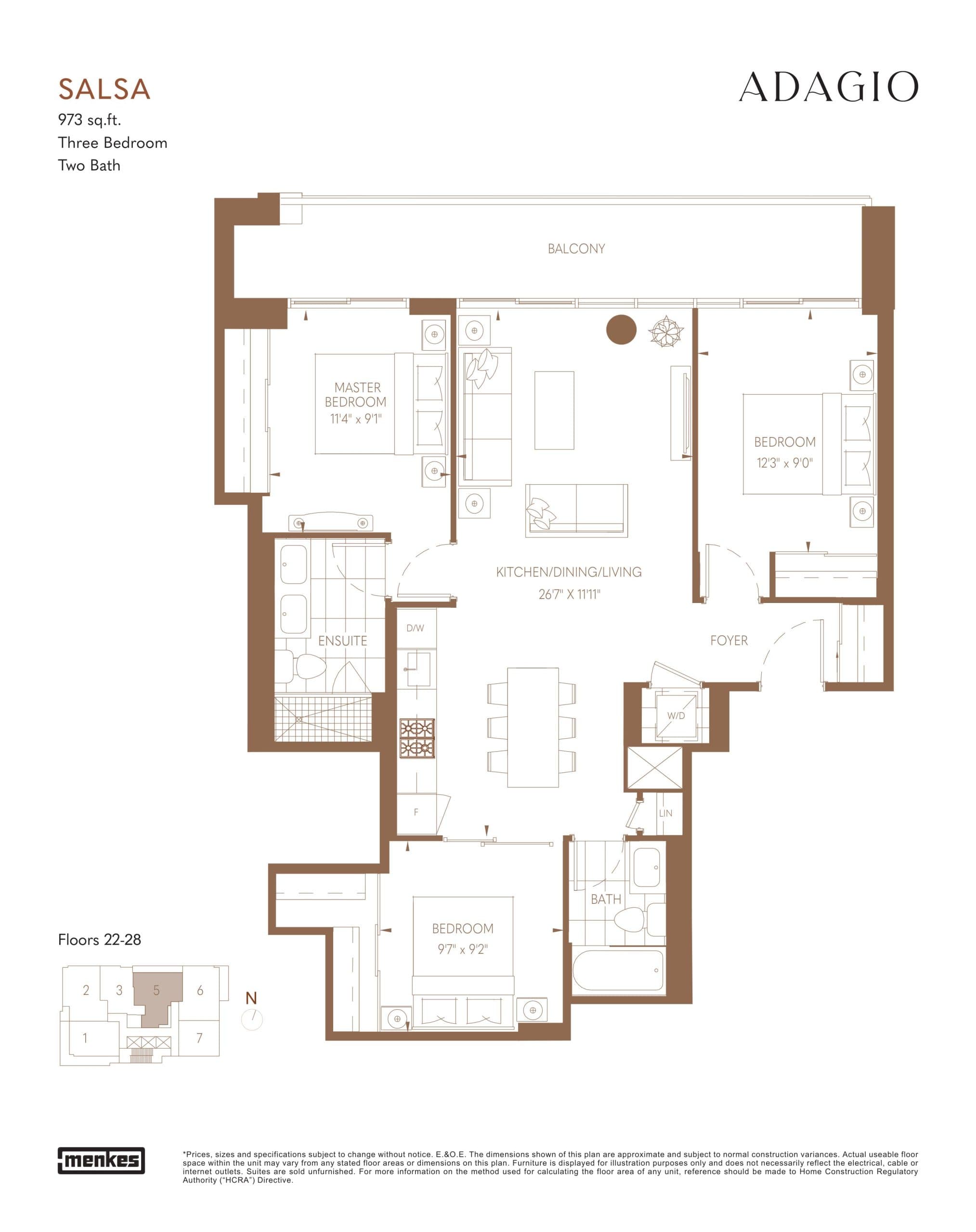 Salsa Floor Plan at Adagio Condos - 973 sq.ft