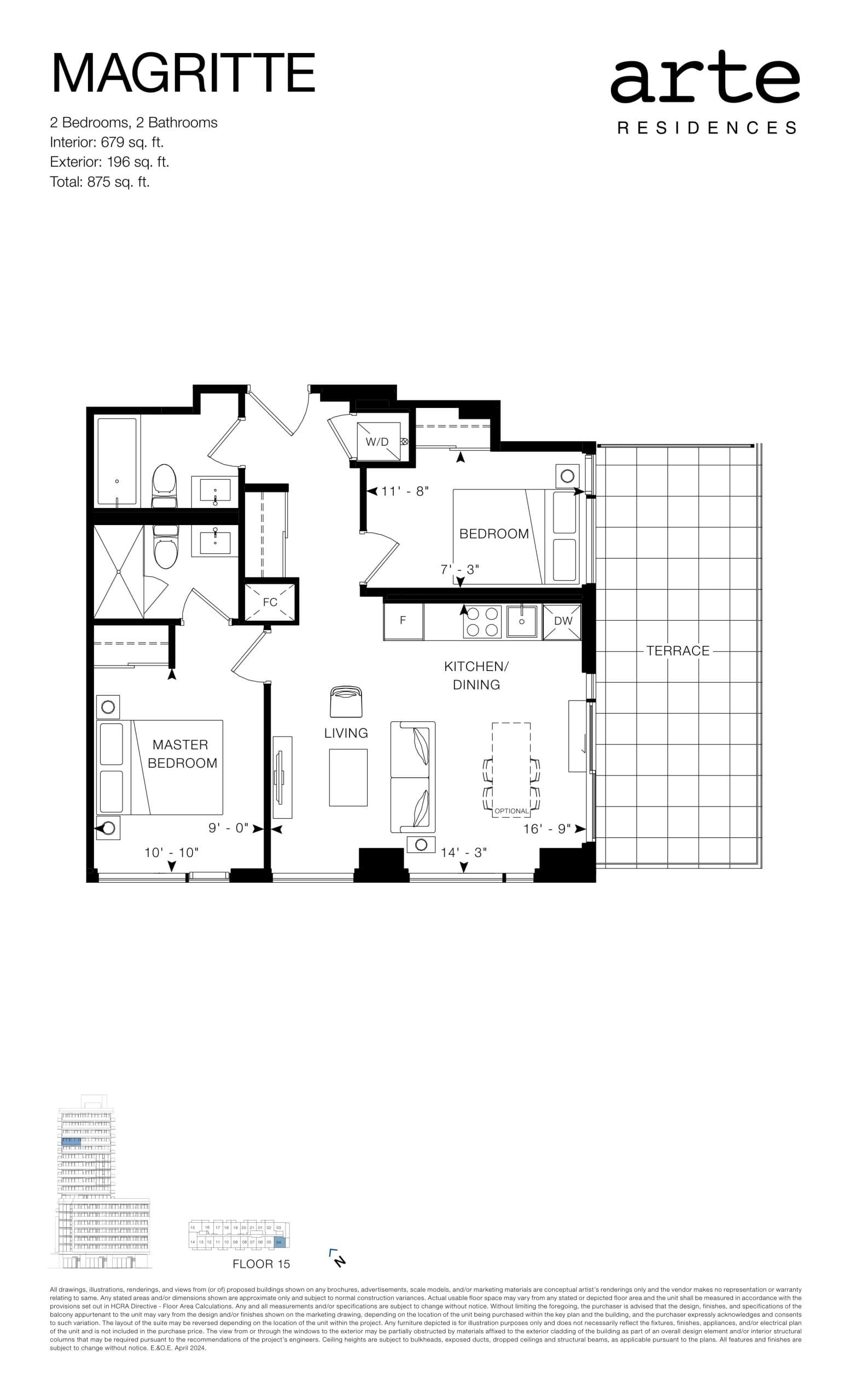 Magritte Floor Plan at Arte Residences Condos - 679 sq.ft