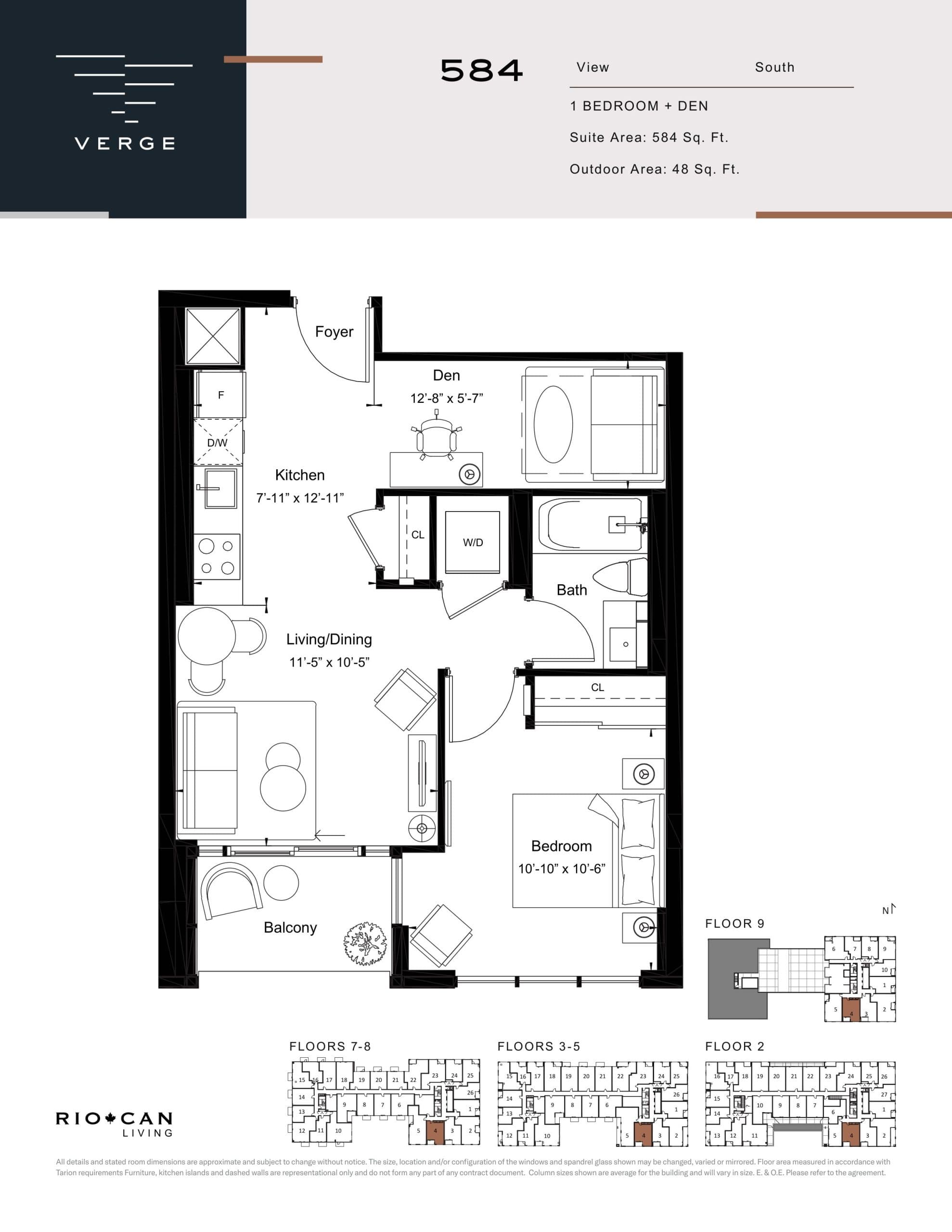 584 Floor Plan at Verge Condos - 584 sq.ft