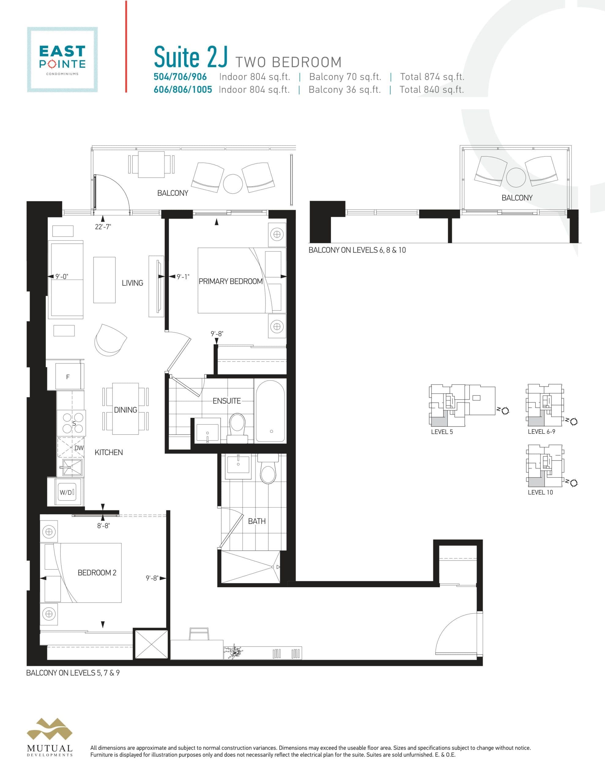 Suite 2J Floor Plan at East Pointe Condos - 804 sq.ft
