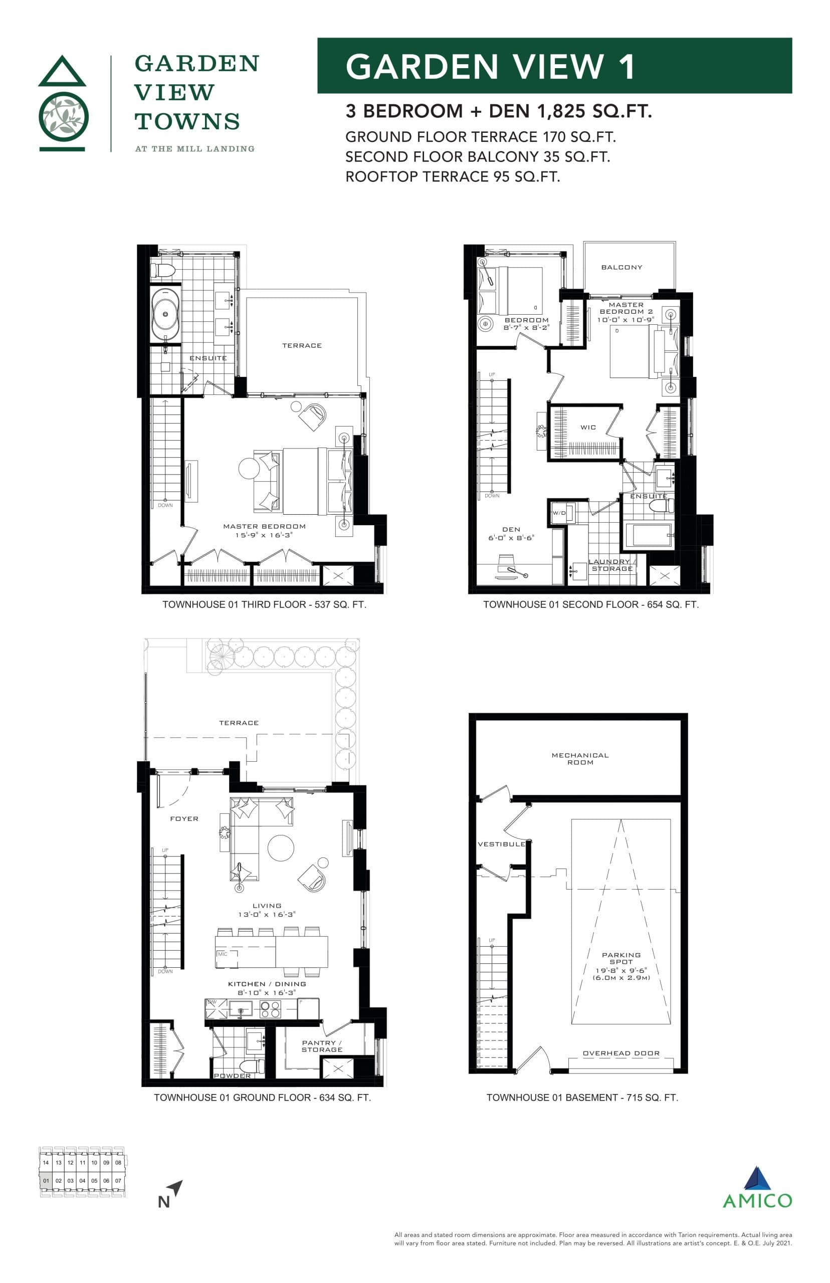 Garden View 1 Floor Plan at Garden View Towns - 1825 sq.ft