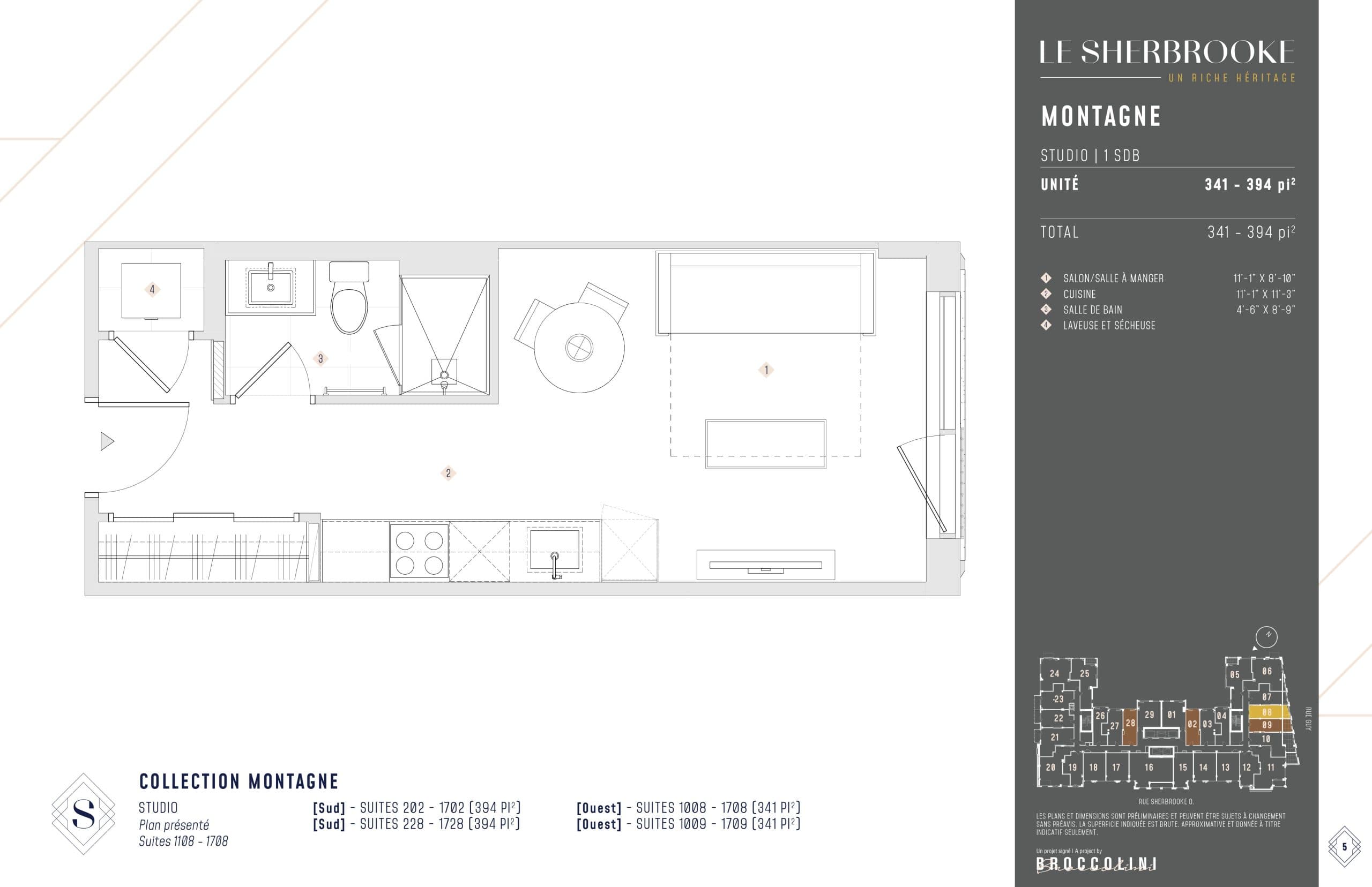 Montagne Floor Plan at Le Sherbrooke Condos - 394 sq.ft