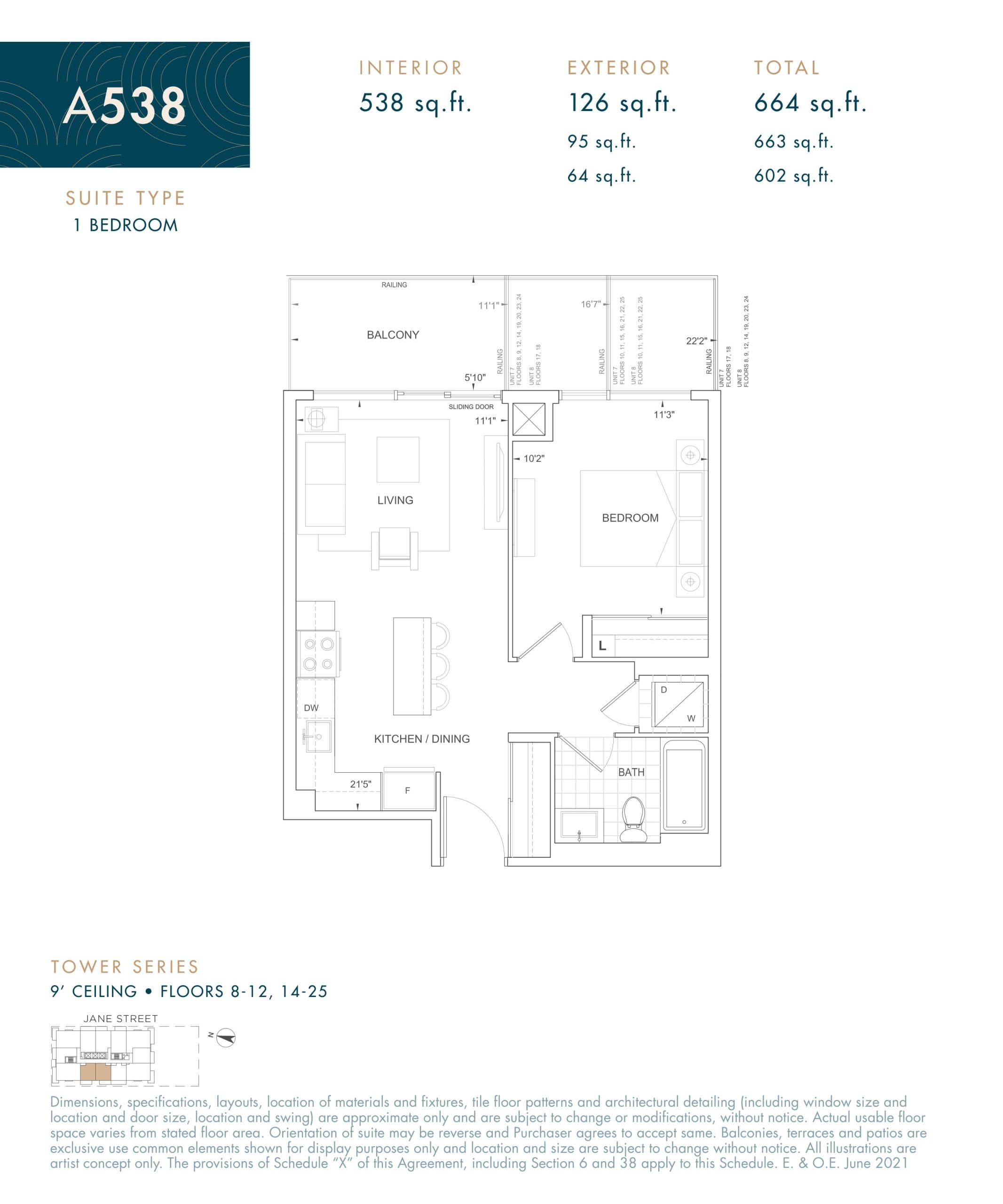 A538 Floor Plan at The Fifth at Charisma Condos - 538 sq.ft