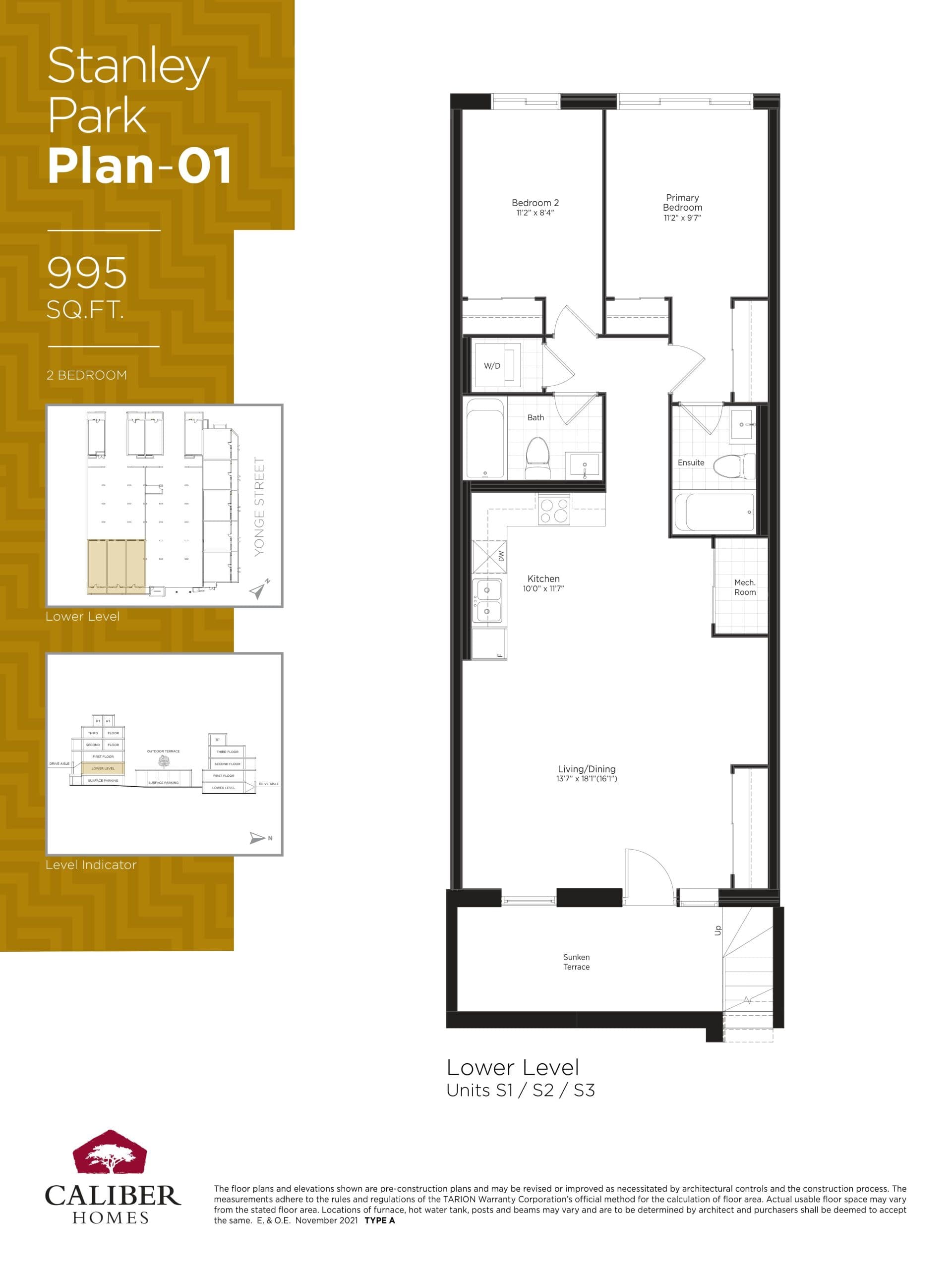 Stanley Park Plan 01 Floor Plan at High Park Urban Towns - 995 sq.ft