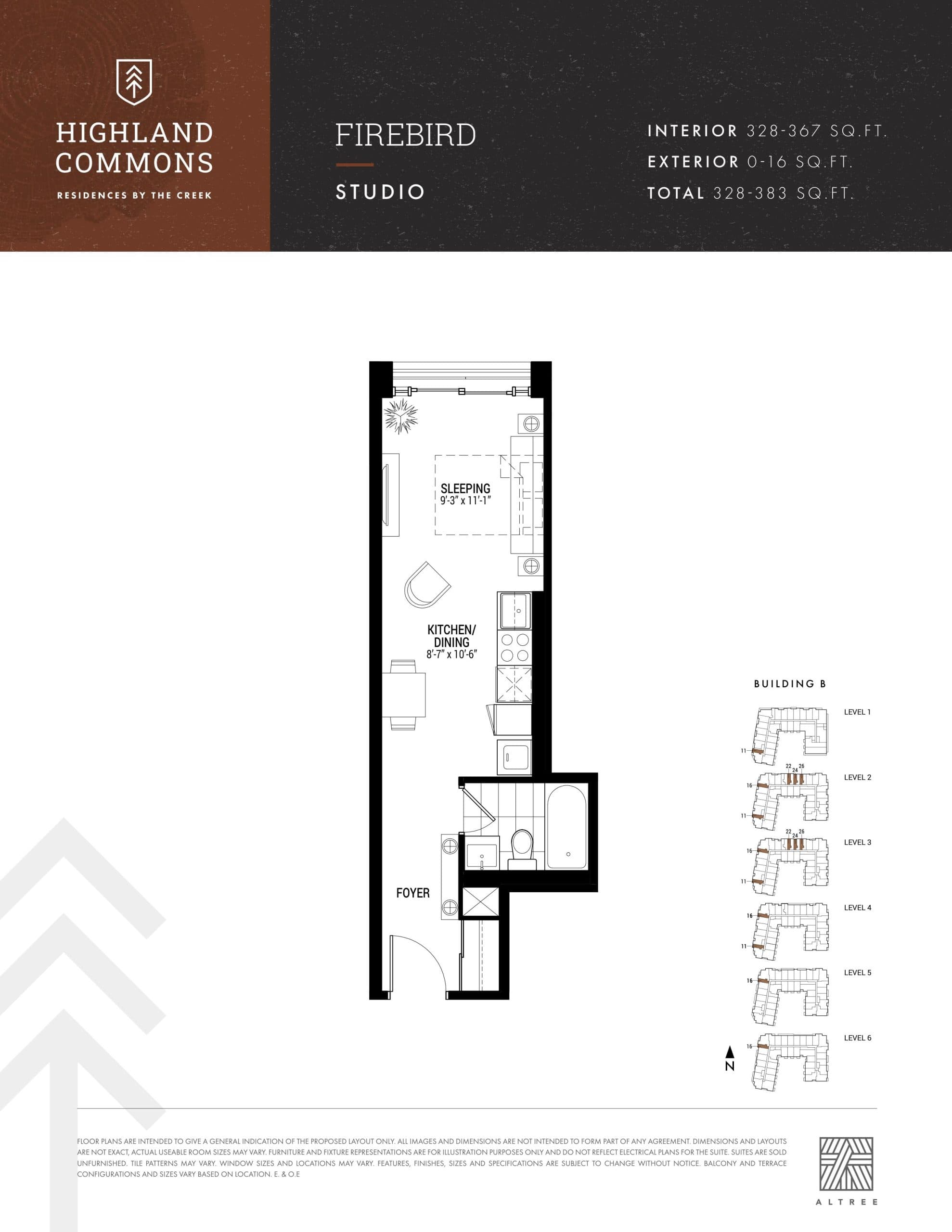 Firebird Floor Plan at Highland Commons - 344 sq.ft