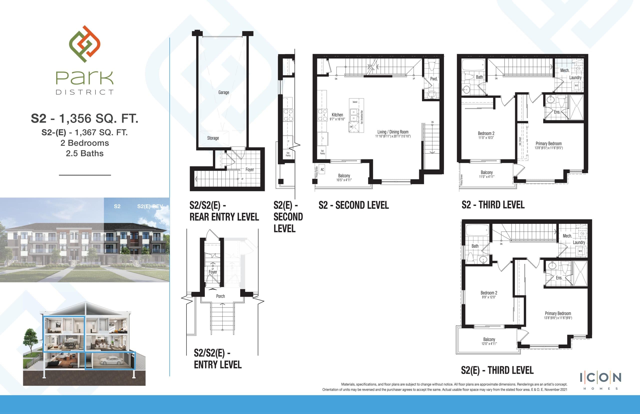 S2 - Trailhead Collection Floor Plan at Park District Towns - 1356 sq.ft