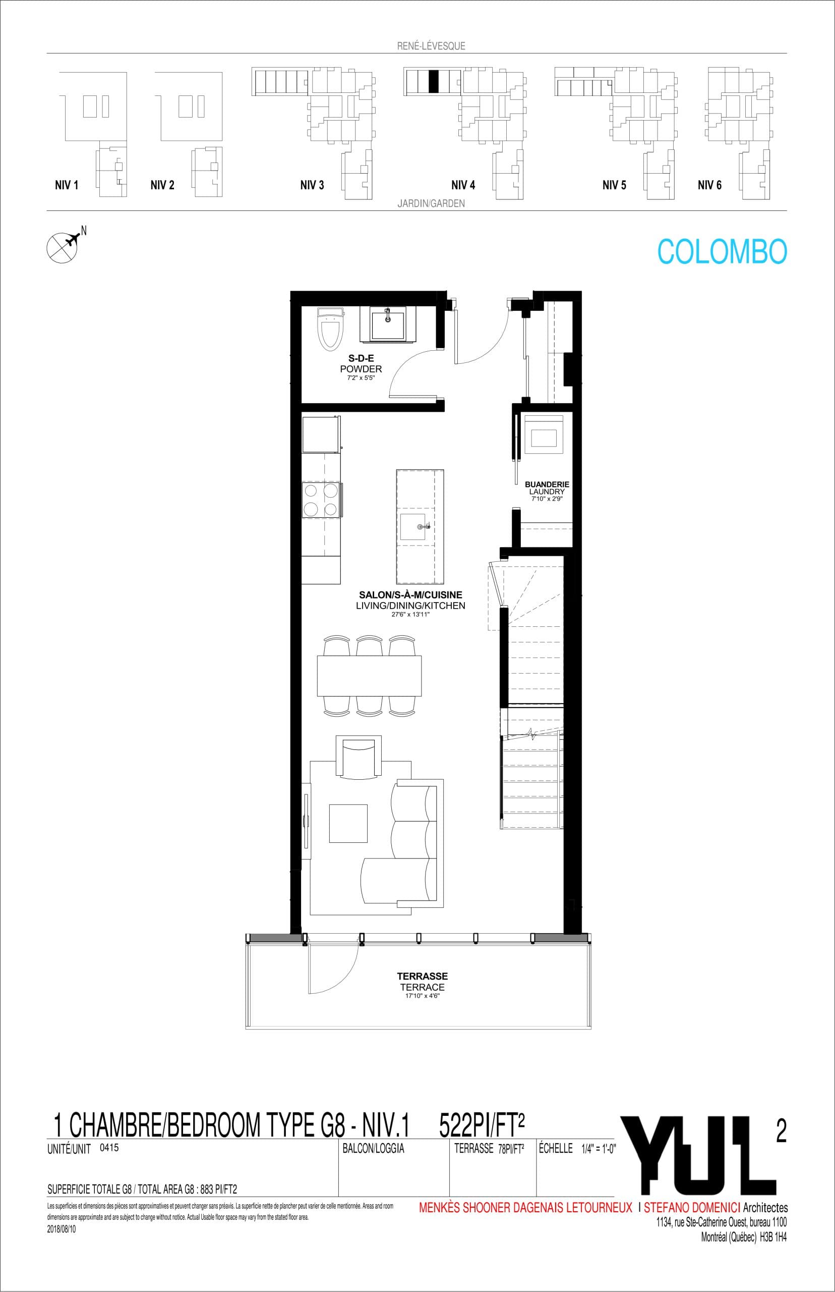 Colombo (1 of 2) Floor Plan at YUL Condos Phase 2 - 874 sq.ft