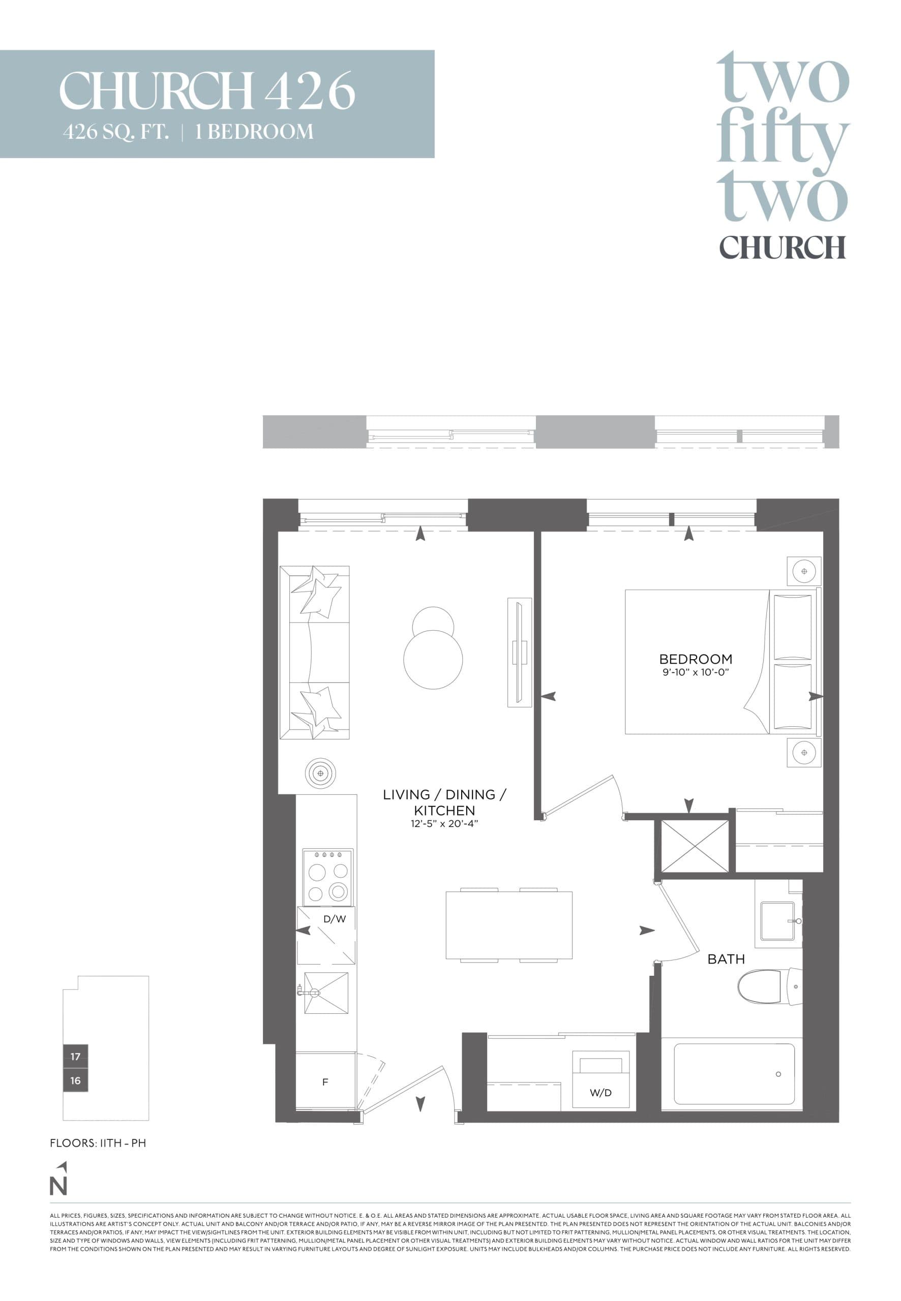 Church 426 Floor Plan at 252 Church Condos - 426 sq.ft
